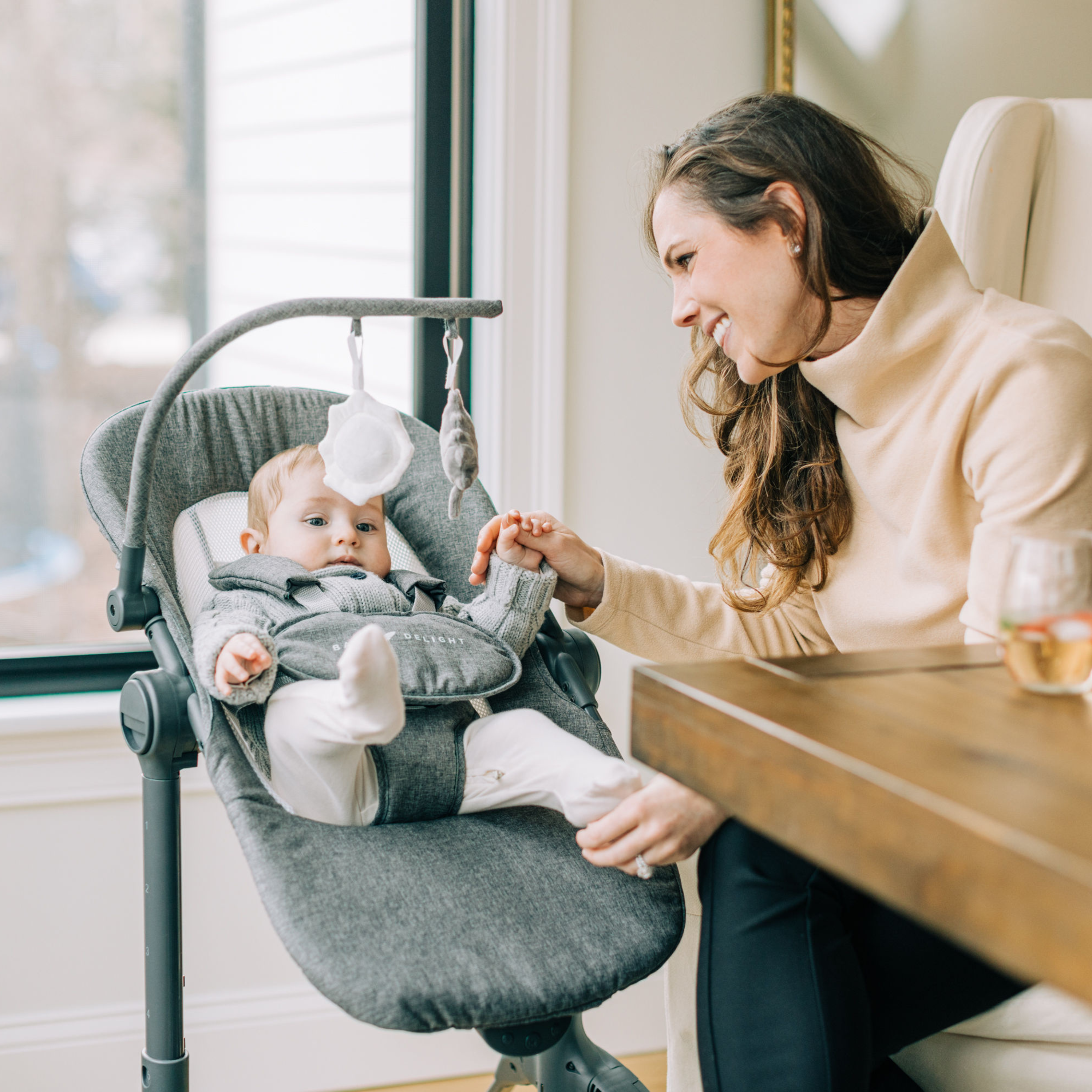 Bloom Soothing Adjustable Infant Seat-Charcoal Tweed - Baby Delight