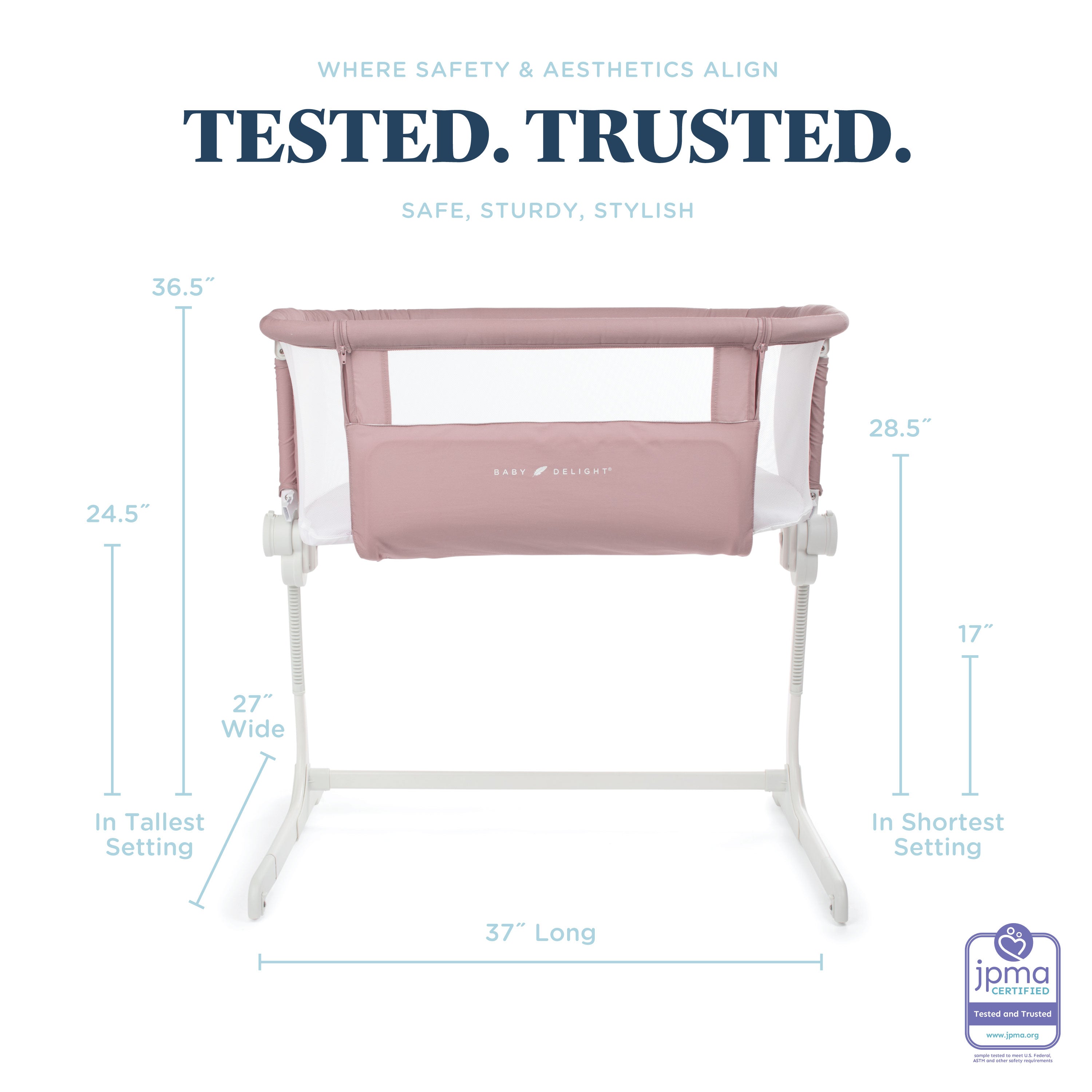 Beside Me™ Dreamer Organic Bassinet & Bedside Sleeper - Organic Rose - Baby Delight