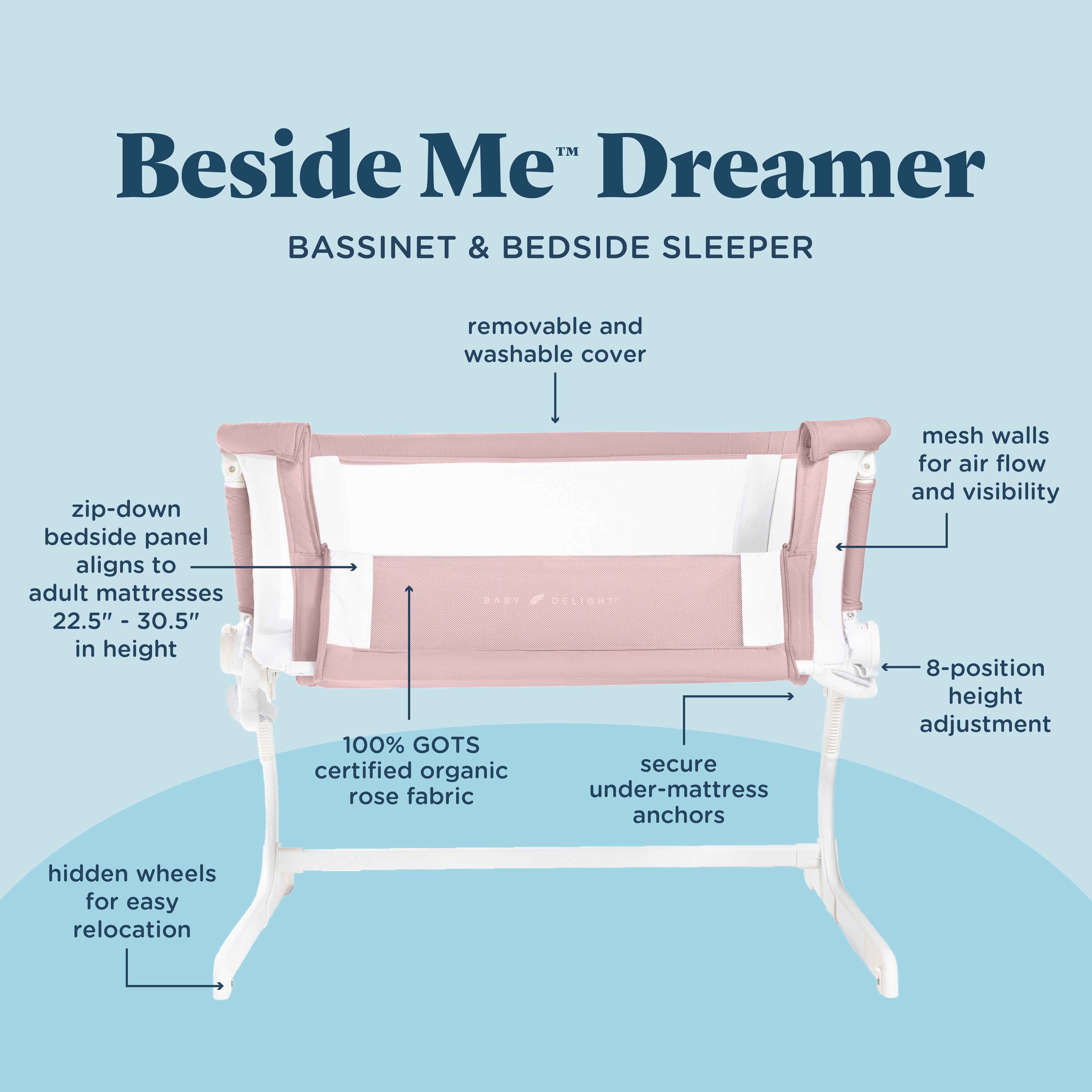 Beside Me™ Dreamer Organic Bassinet & Bedside Sleeper - Baby Delight
