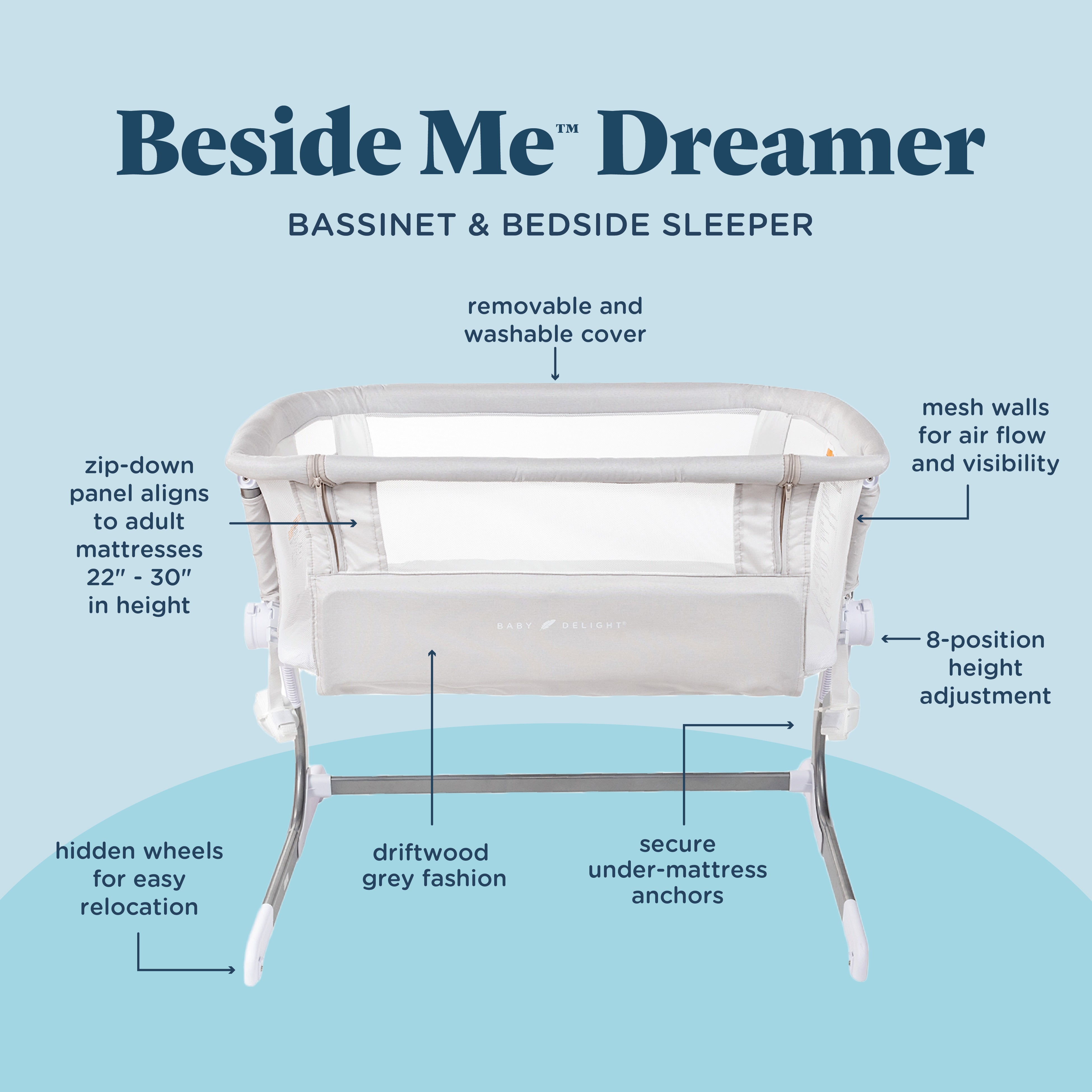 Beside Me™ Dreamer Bassinet & Bedside Sleeper - Baby Delight