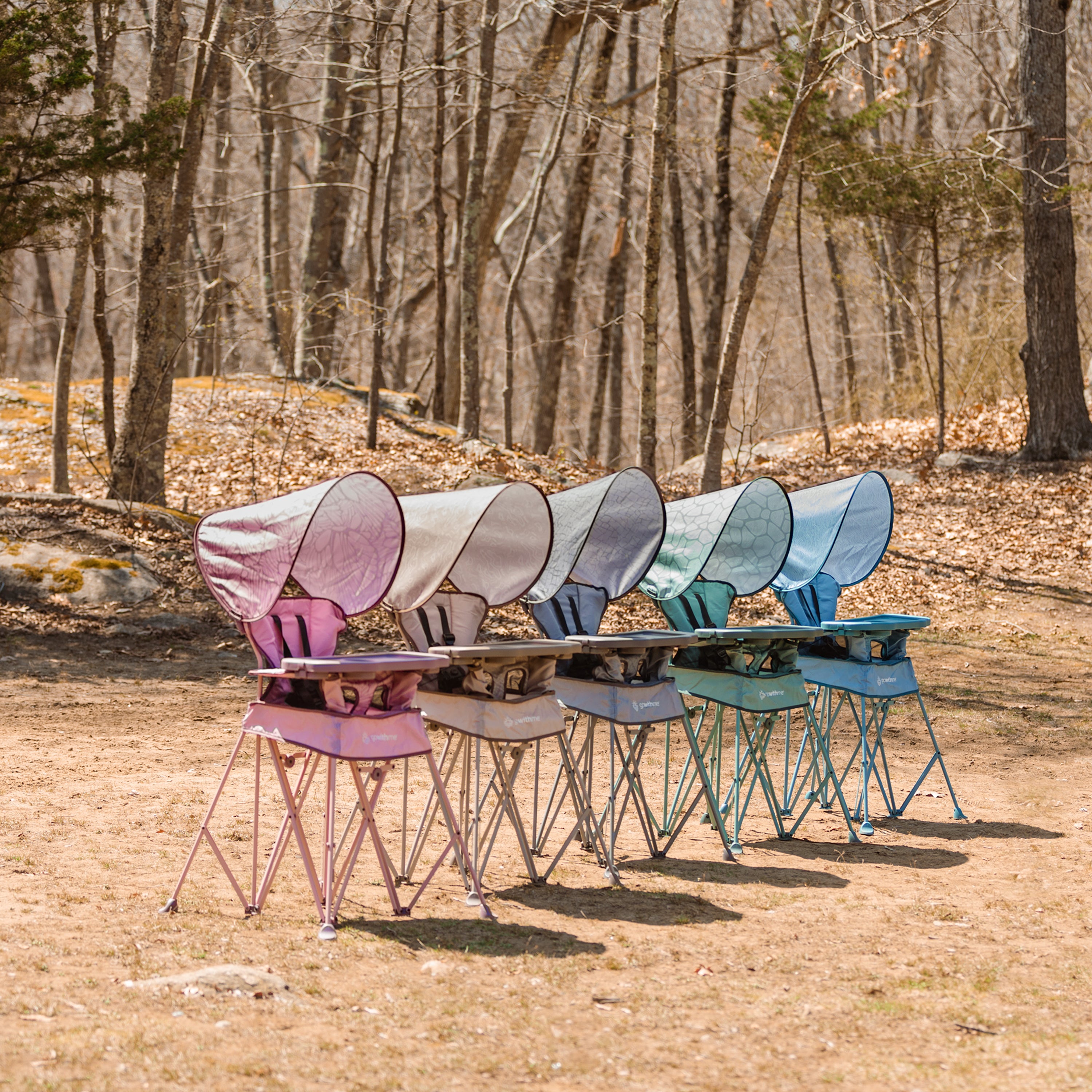 LIMITED EDITION-Go With Me® Uplift Deluxe Portable High Chair with Canopy - Blue Wave - Baby Delight