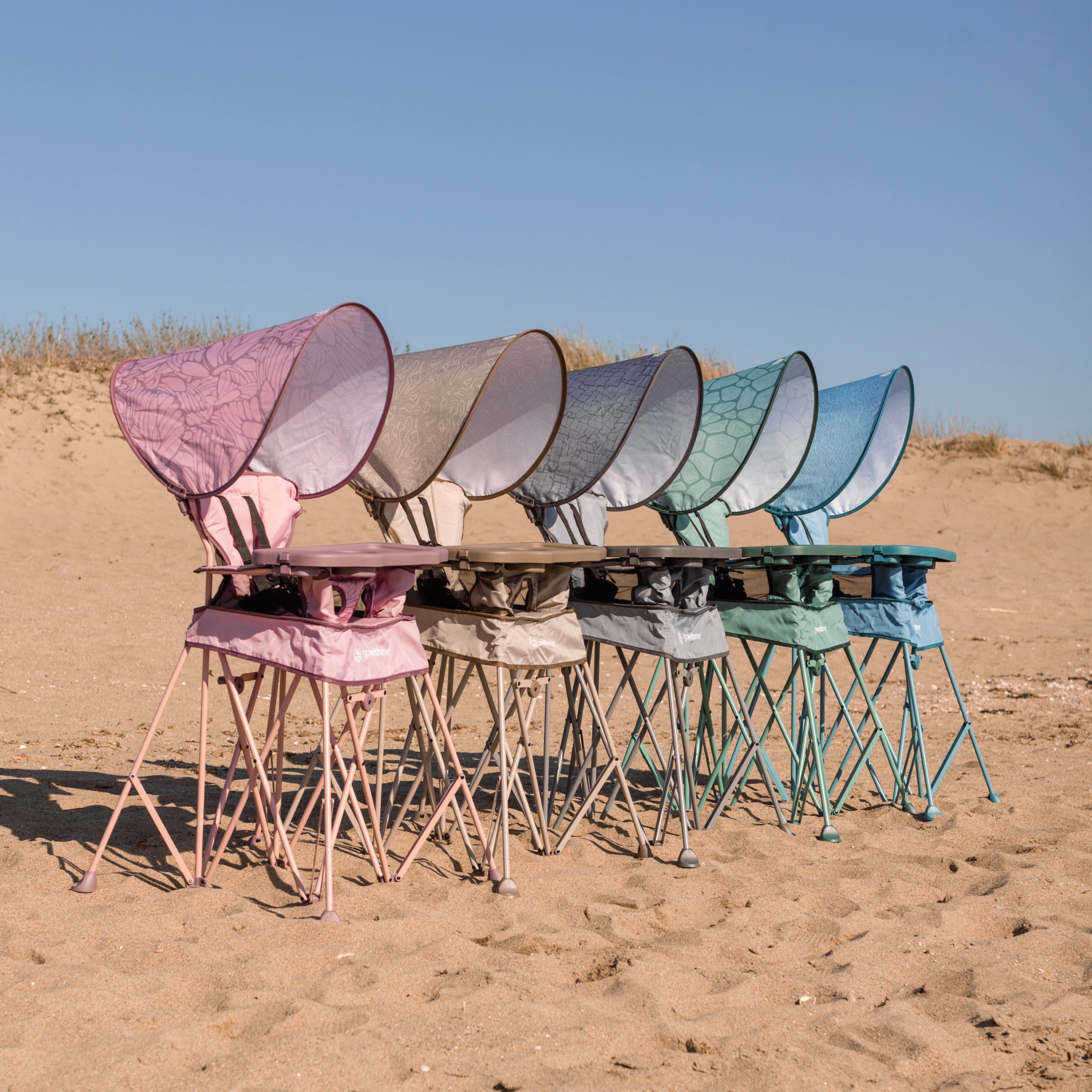LIMITED EDITION-Go With Me® Uplift Deluxe Portable High Chair with Canopy - Blue Wave - Baby Delight