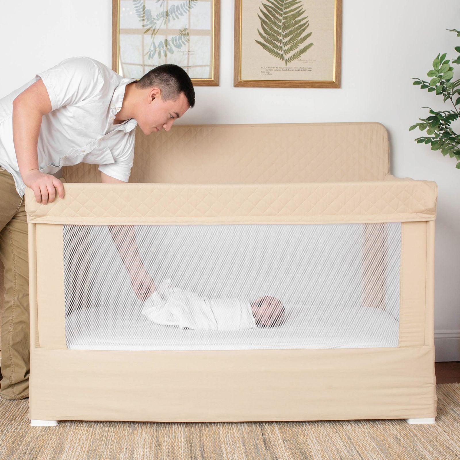 Lunaire Full Size Mesh Crib and Playard - Organic Oat - Baby Delight