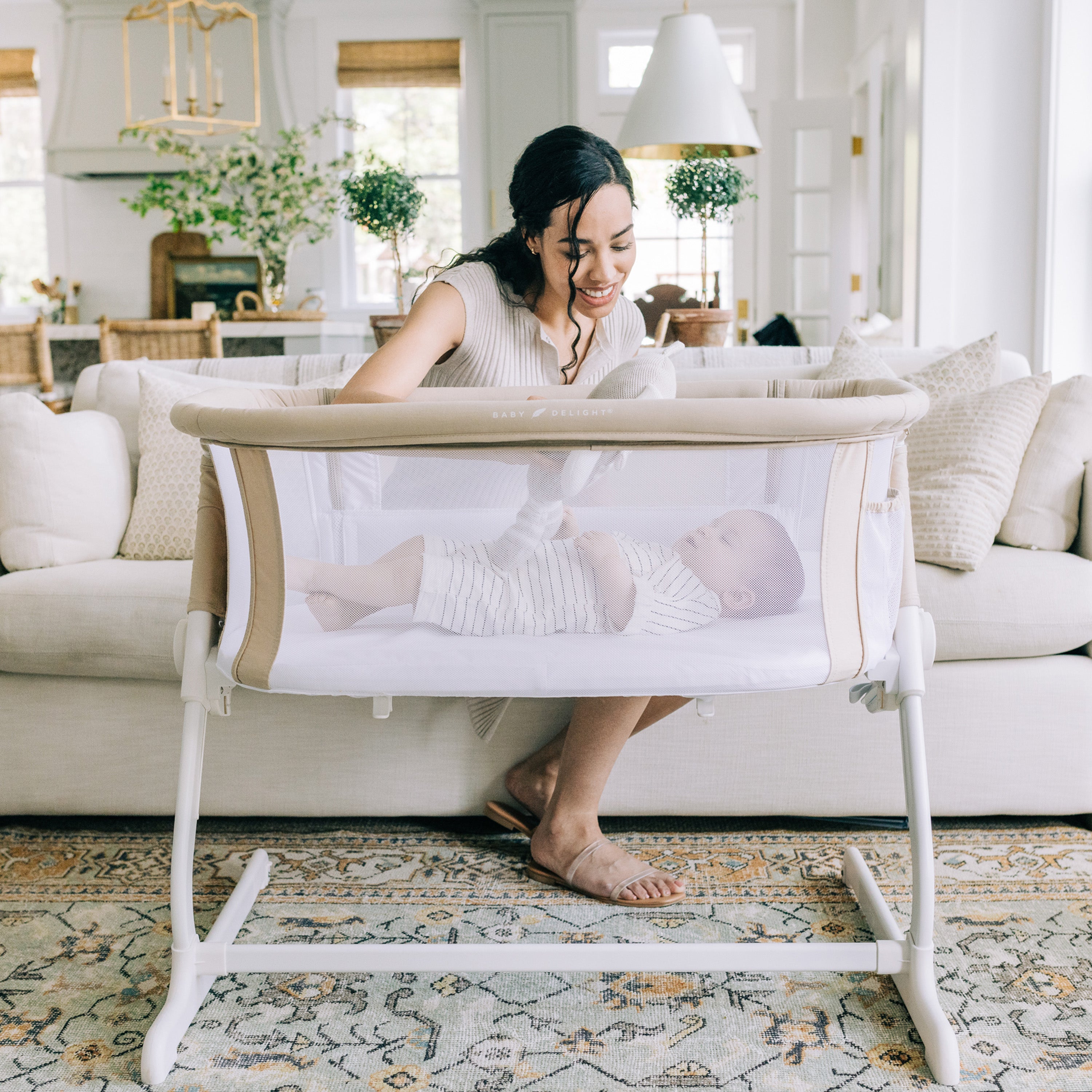 Beside Me™ Dreamer Organic Bassinet & Bedside Sleeper - Organic Oat - Baby Delight