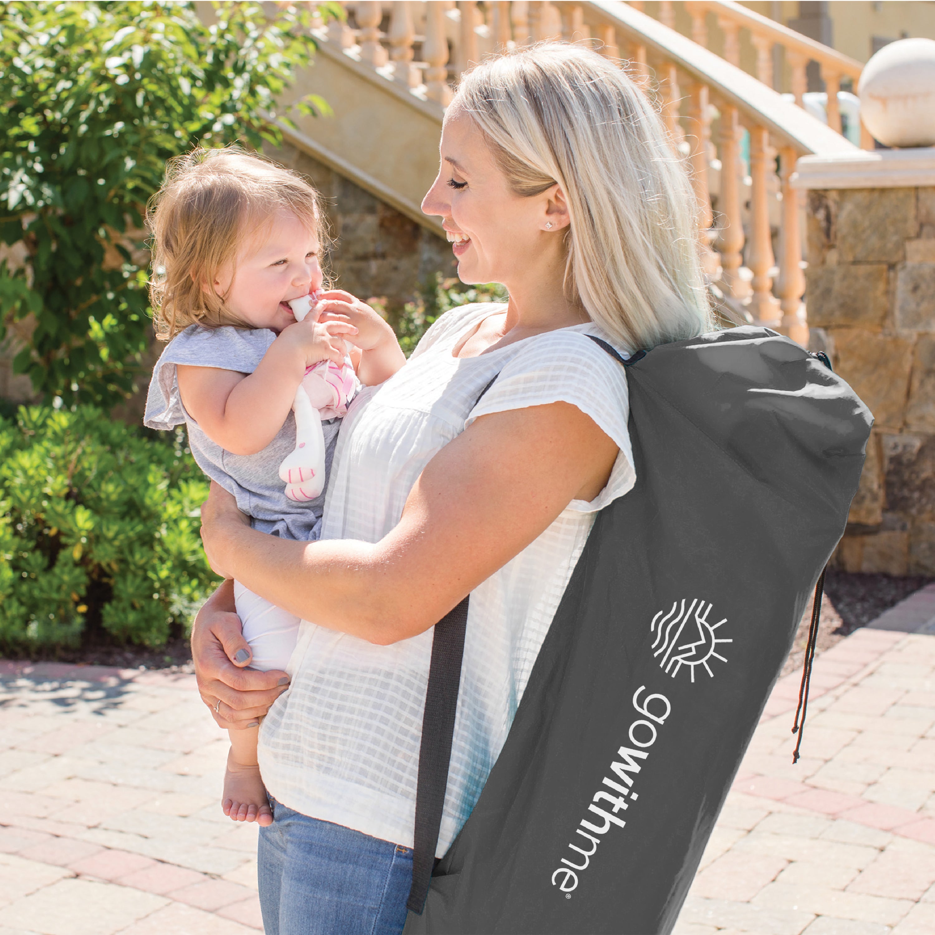 Go With Me® Eclipse Portable Playard with Canopy - Grey - Baby Delight