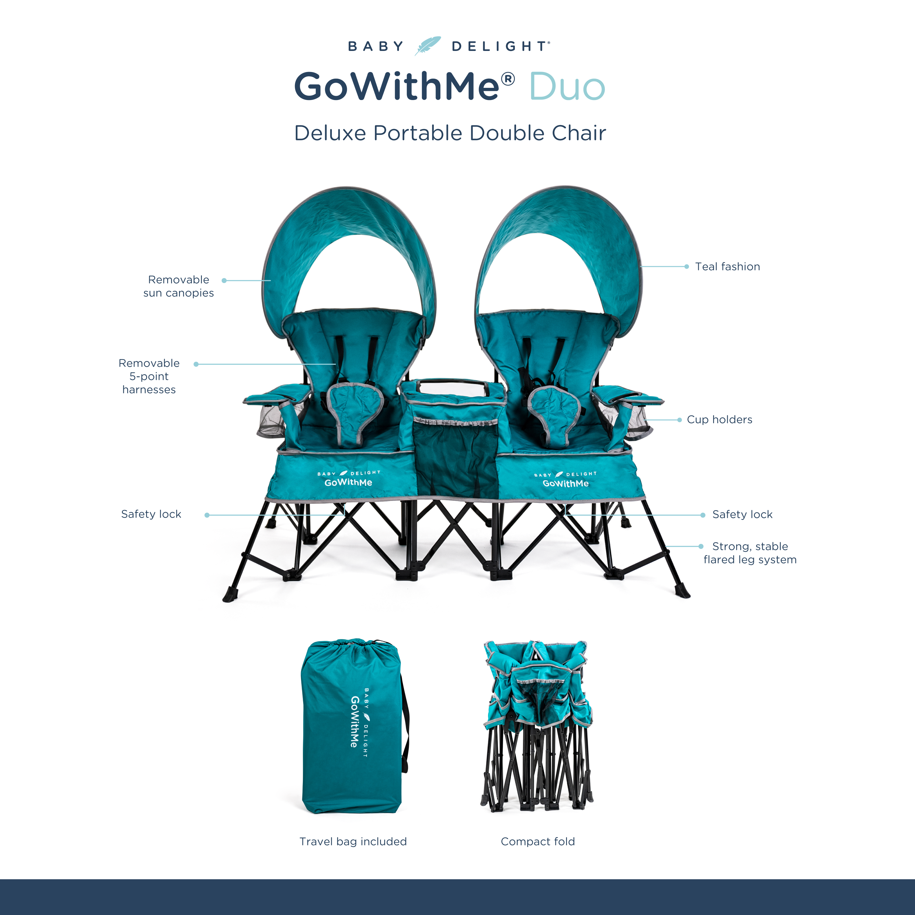Duo Deluxe Portable Double Chair - Baby Delight