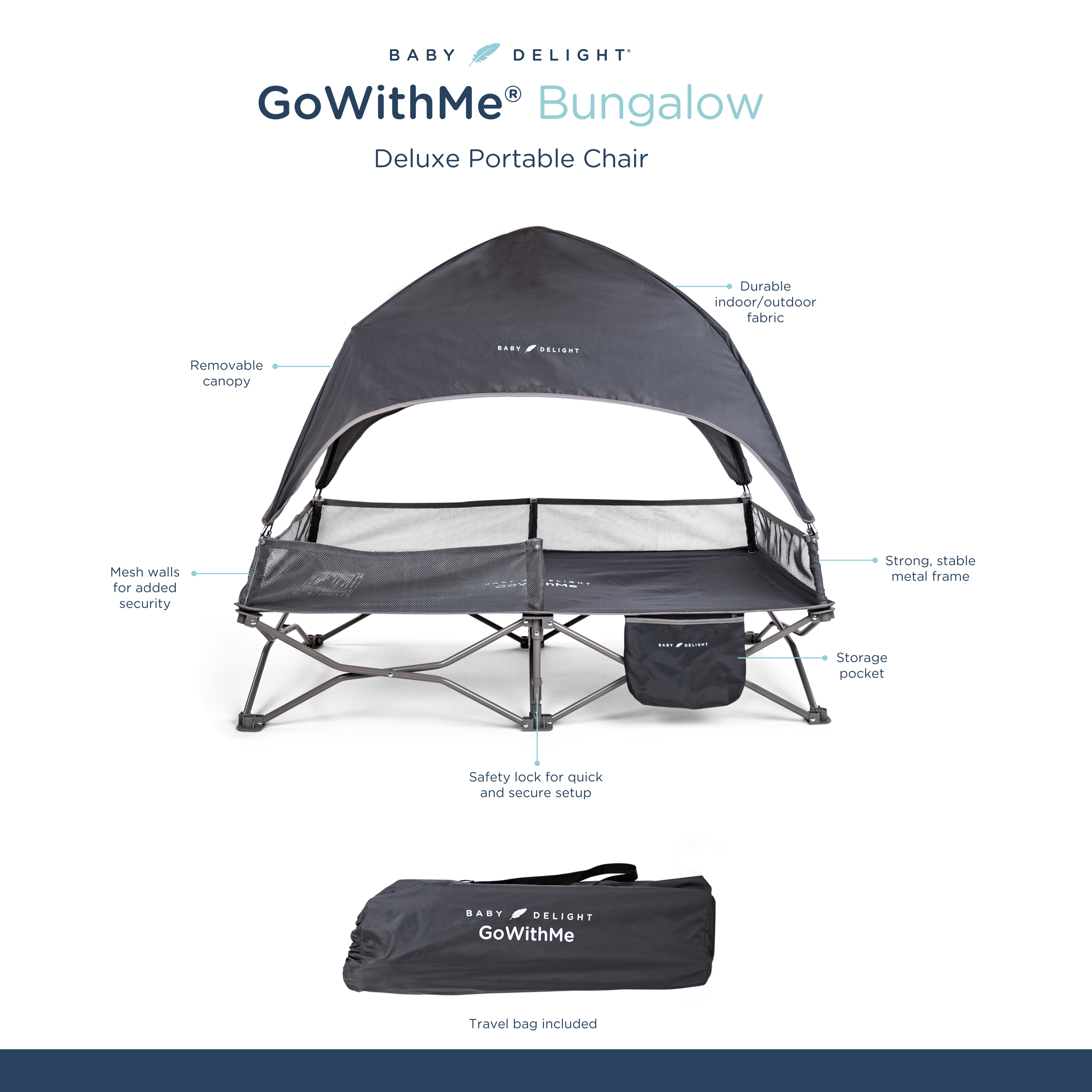 Bungalow Deluxe Portable Travel Cot - Baby Delight