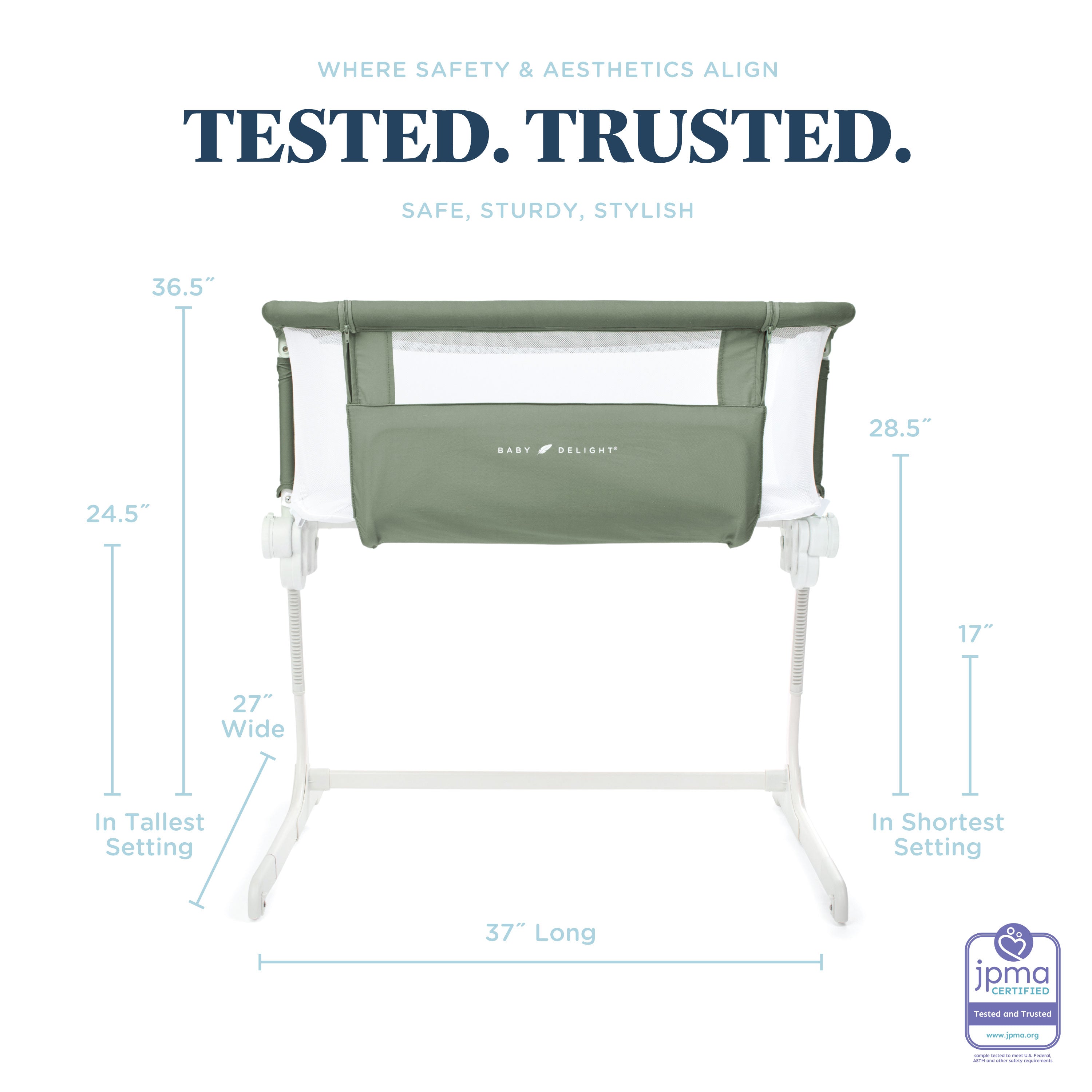 Beside Me™ Dreamer Organic Bassinet & Bedside Sleeper - Organic Sage - Baby Delight