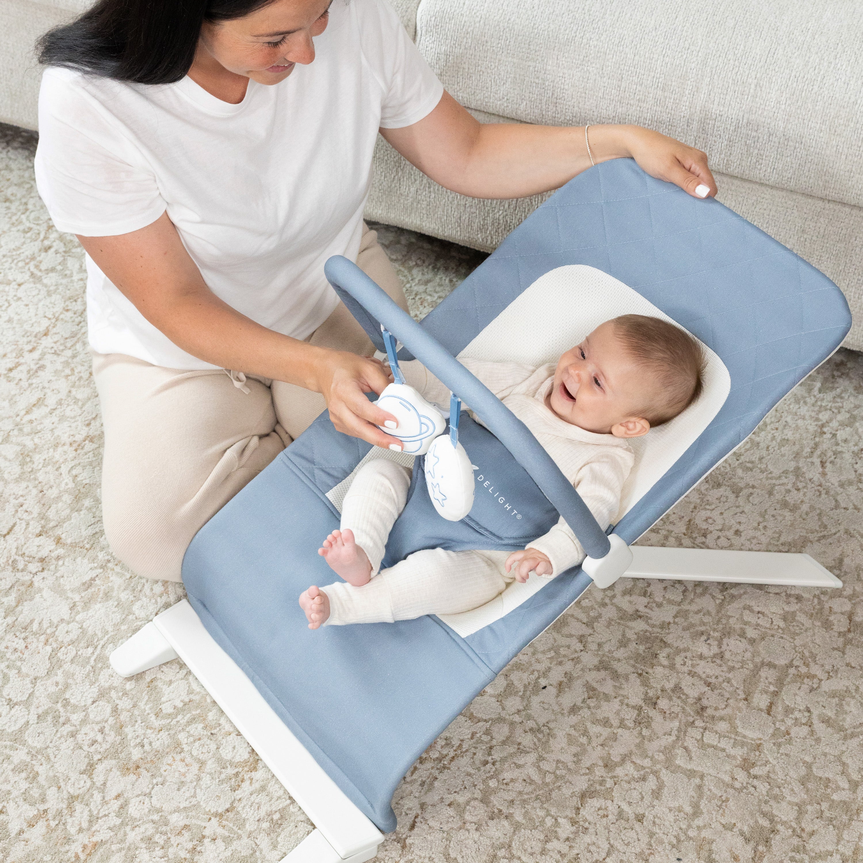 Alpine Organic Deluxe Portable Bouncer - Organic Dusty Blue