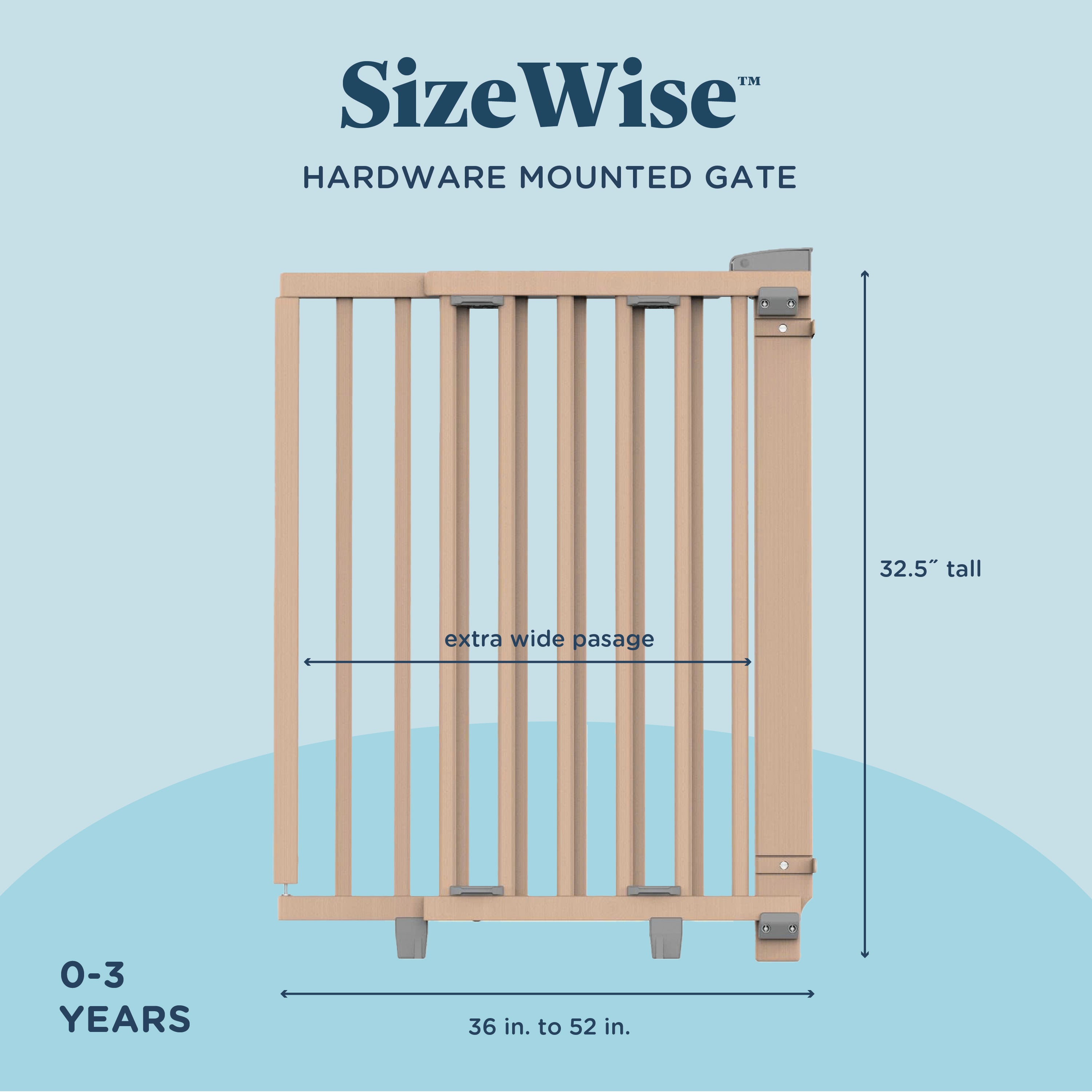 SizeWise™ Hardware Mounted Gate - Baby Delight