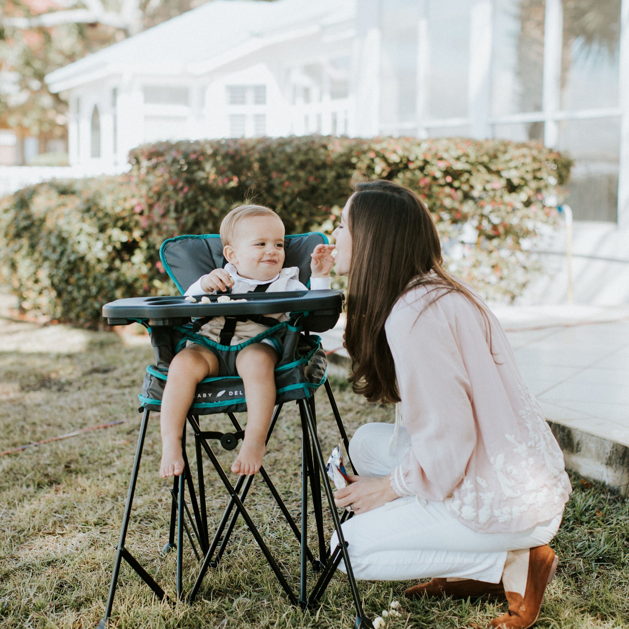 Go With Me™ Uplift Deluxe Portable High Chair - Teal & Grey - Baby Delight