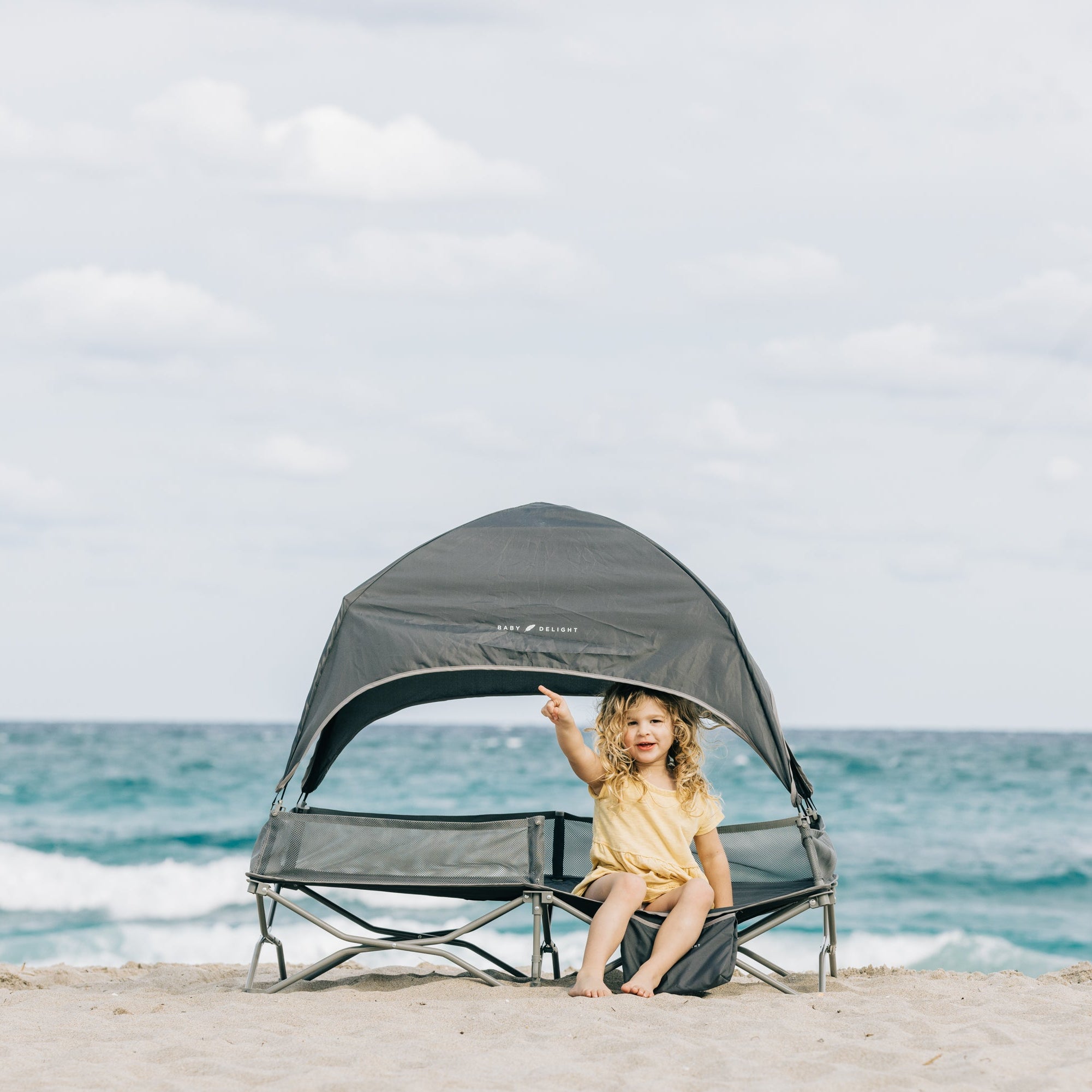 Go With Me™ Bungalow Deluxe Portable Travel Cot - Grey - Baby Delight