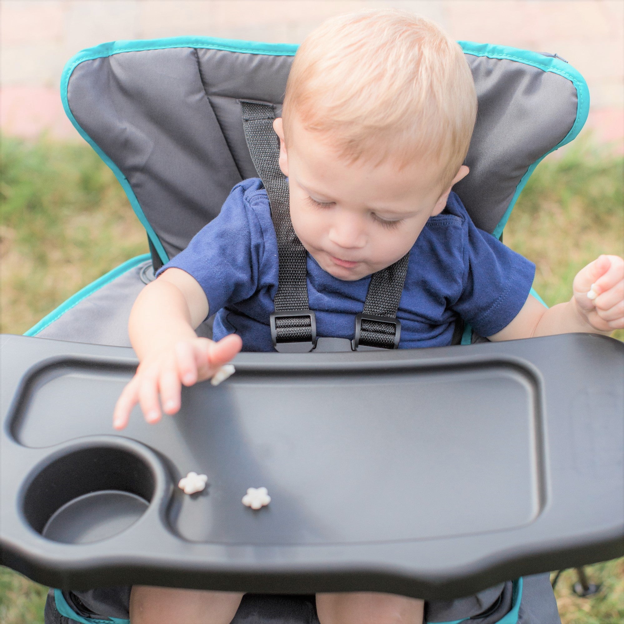 Go With Me™ Uplift Deluxe Portable High Chair - Teal & Grey - Baby Delight
