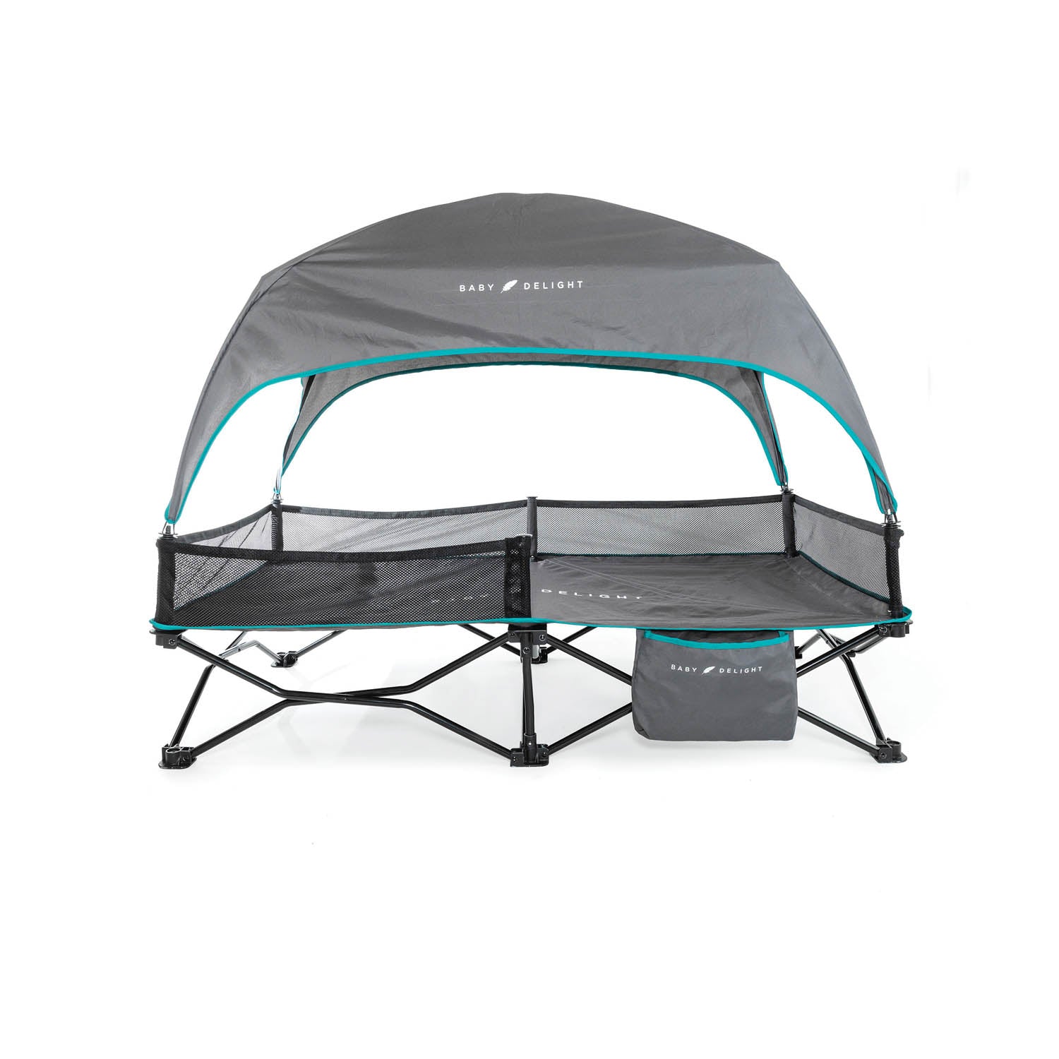 Go With Me™ Bungalow Deluxe Portable Travel Cot - Grey - Baby Delight