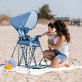LIMITED EDITION-Go With Me® Uplift Deluxe Portable High Chair with Canopy- Blue Wave - Baby Delight
