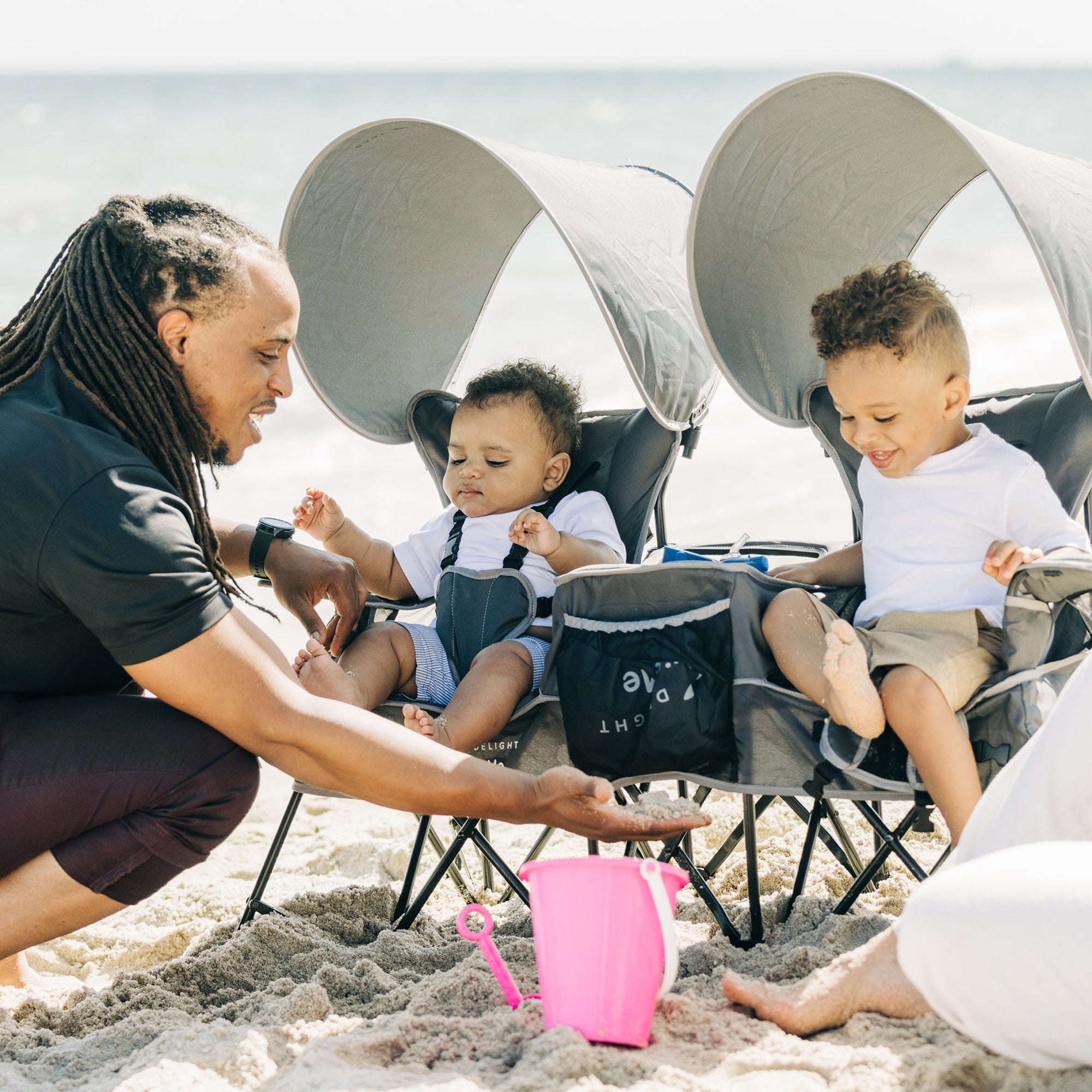 Go With Me™ Duo Deluxe Portable Double Chair - Grey - Baby Delight