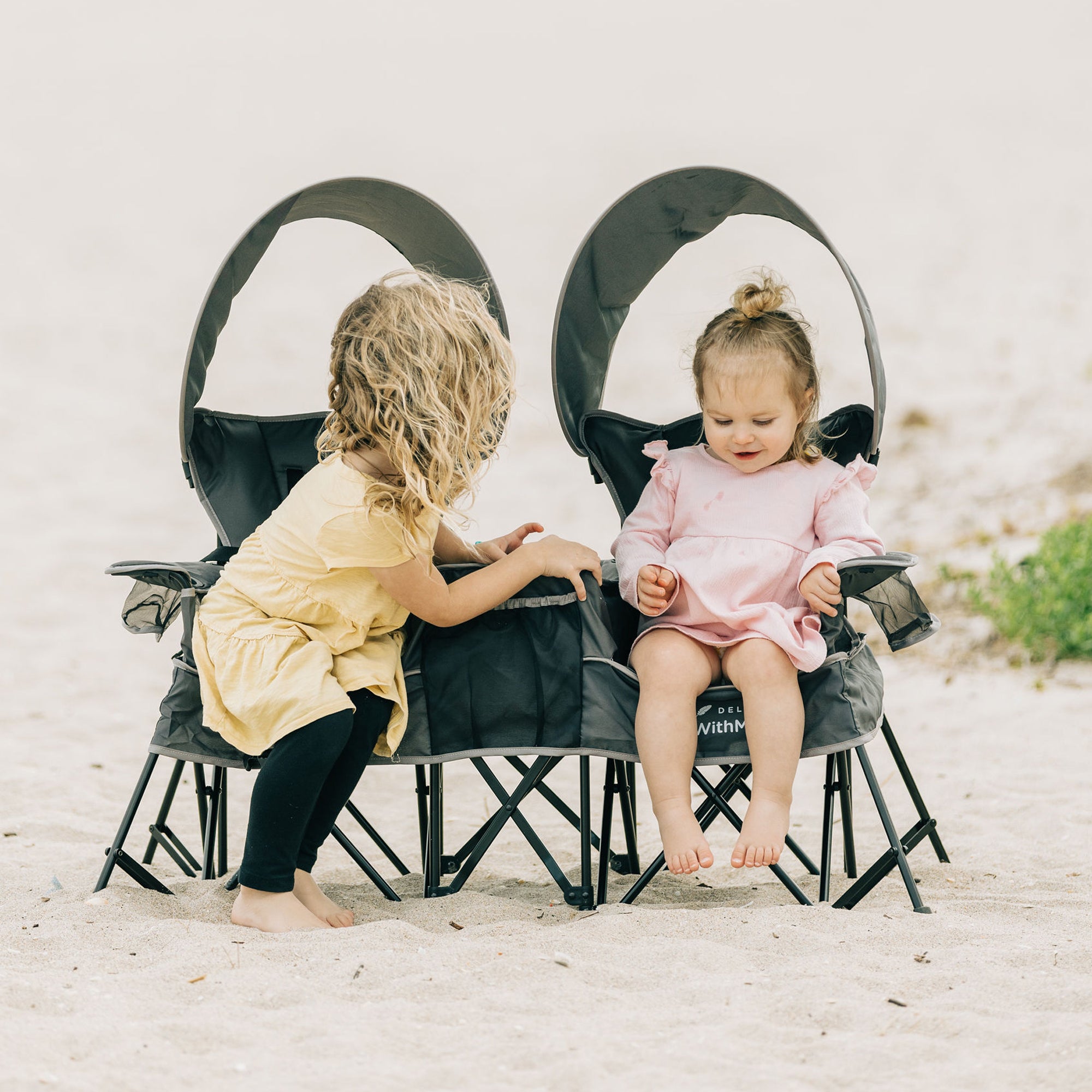 Go With Me™ Duo Deluxe Portable Double Chair - Grey - Baby Delight