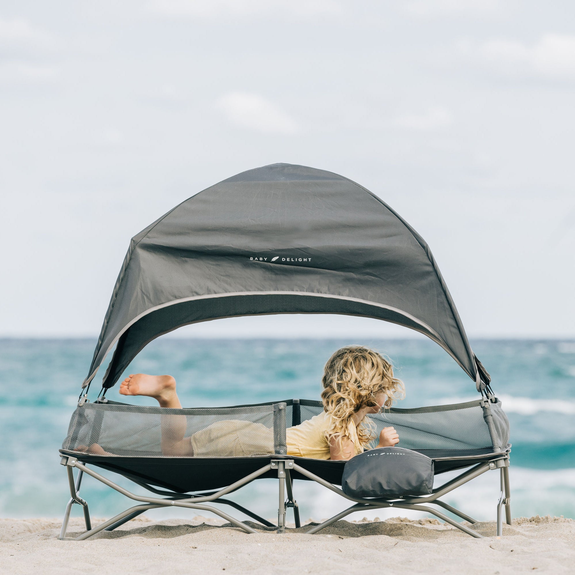 Go With Me™ Bungalow Deluxe Portable Travel Cot - Grey - Baby Delight