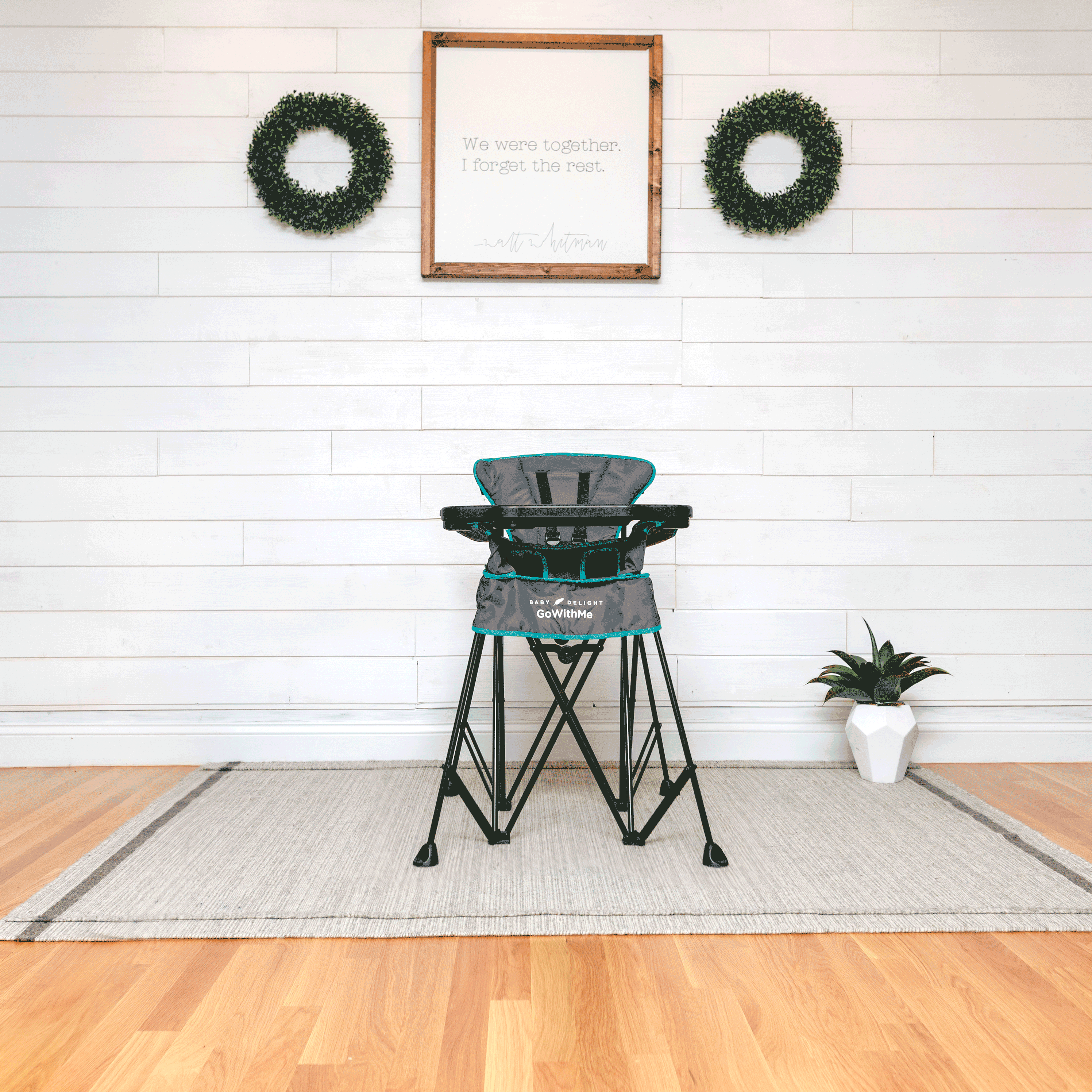 Go With Me™ Uplift Deluxe Portable High Chair - Teal & Grey - Baby Delight