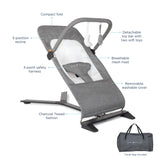 Alpine Deluxe Portable Bouncer - Charcoal Tweed - Baby Delight