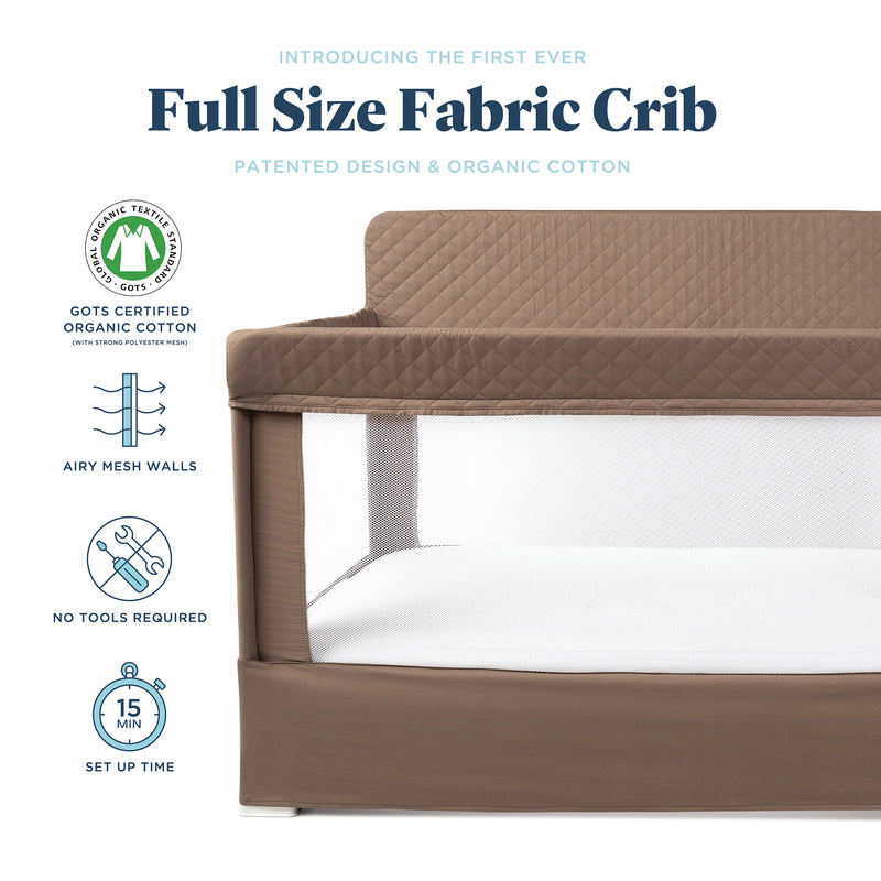 Lunaire Full Size Mesh Crib and Playard - Organic Mocha - Baby Delight