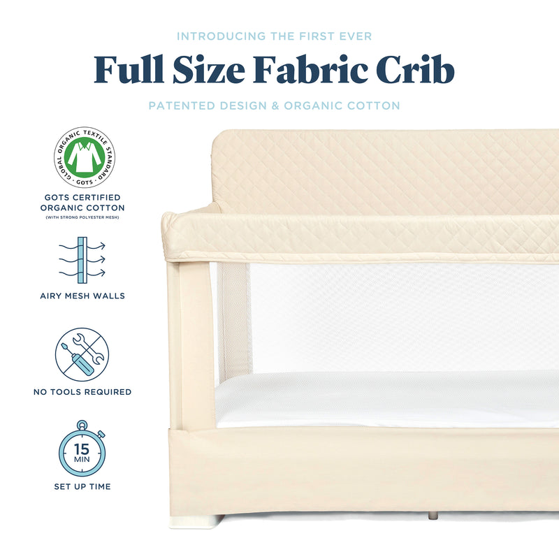 Lunaire Full Size Mesh Crib and Playard - Organic Oat - Baby Delight