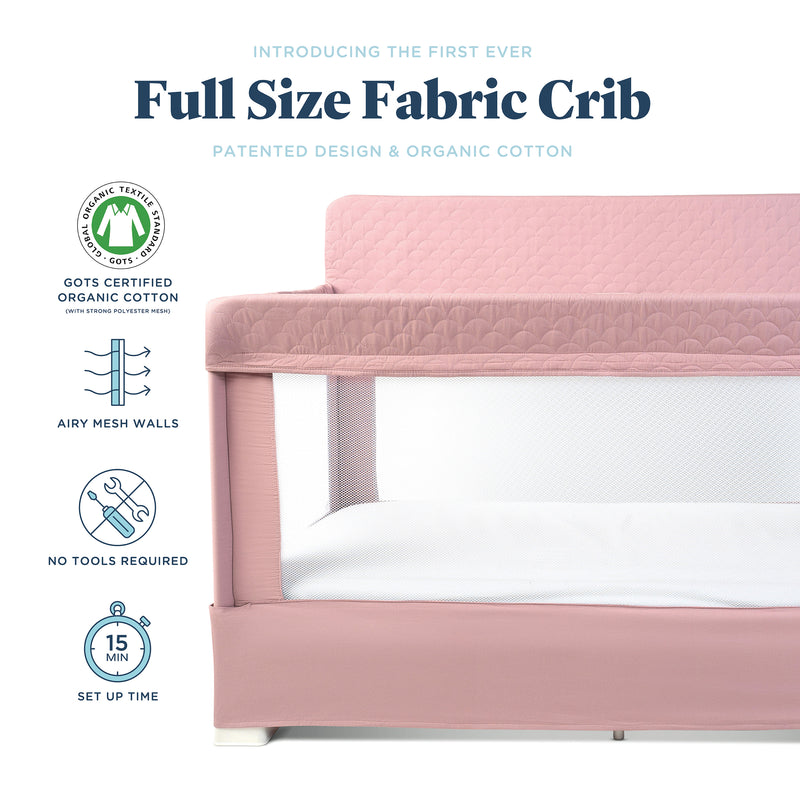 Lunaire Full Size Mesh Crib and Playard - Organic Rose