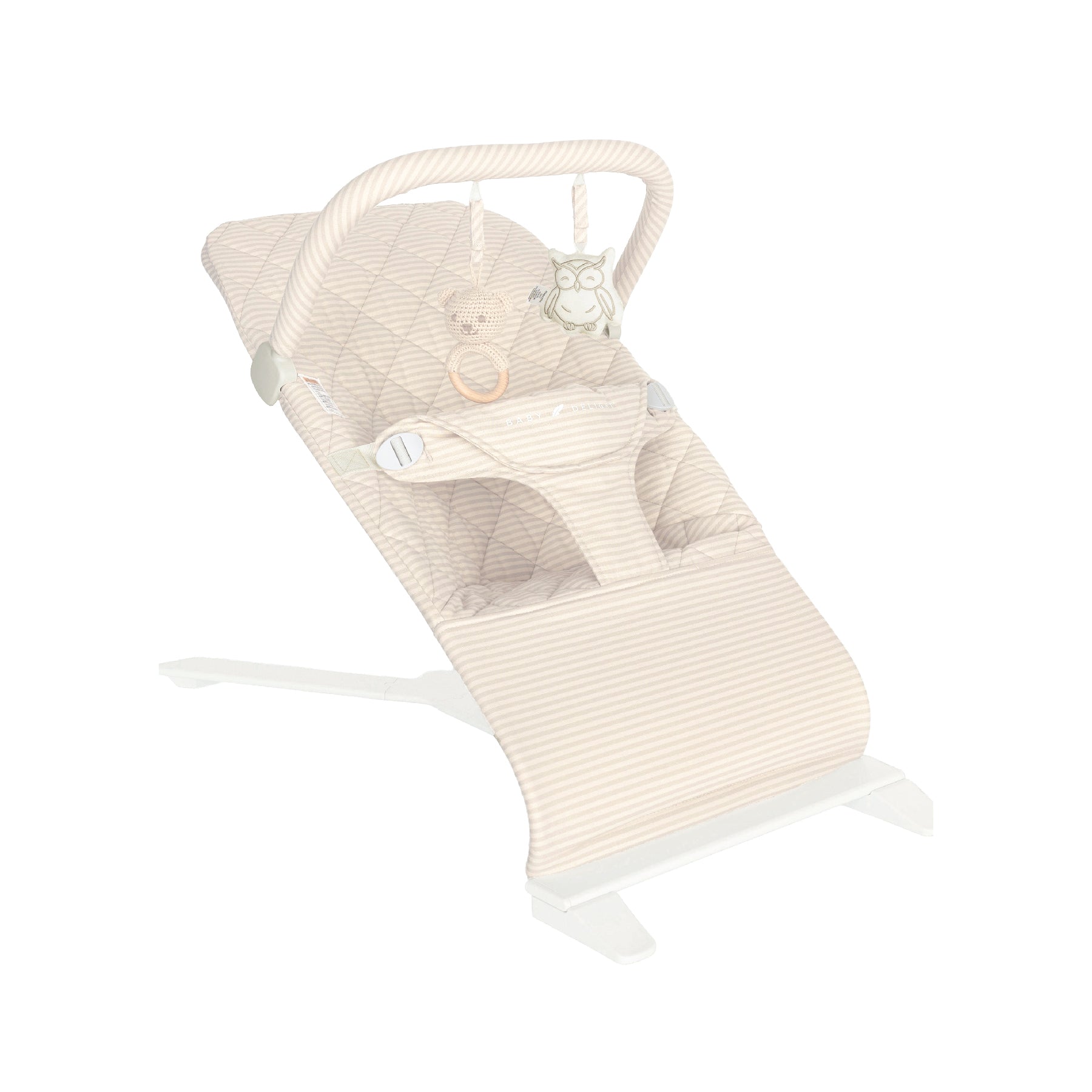 Alpine Deluxe Portable Bouncer - Linen Stripe - Baby Delight