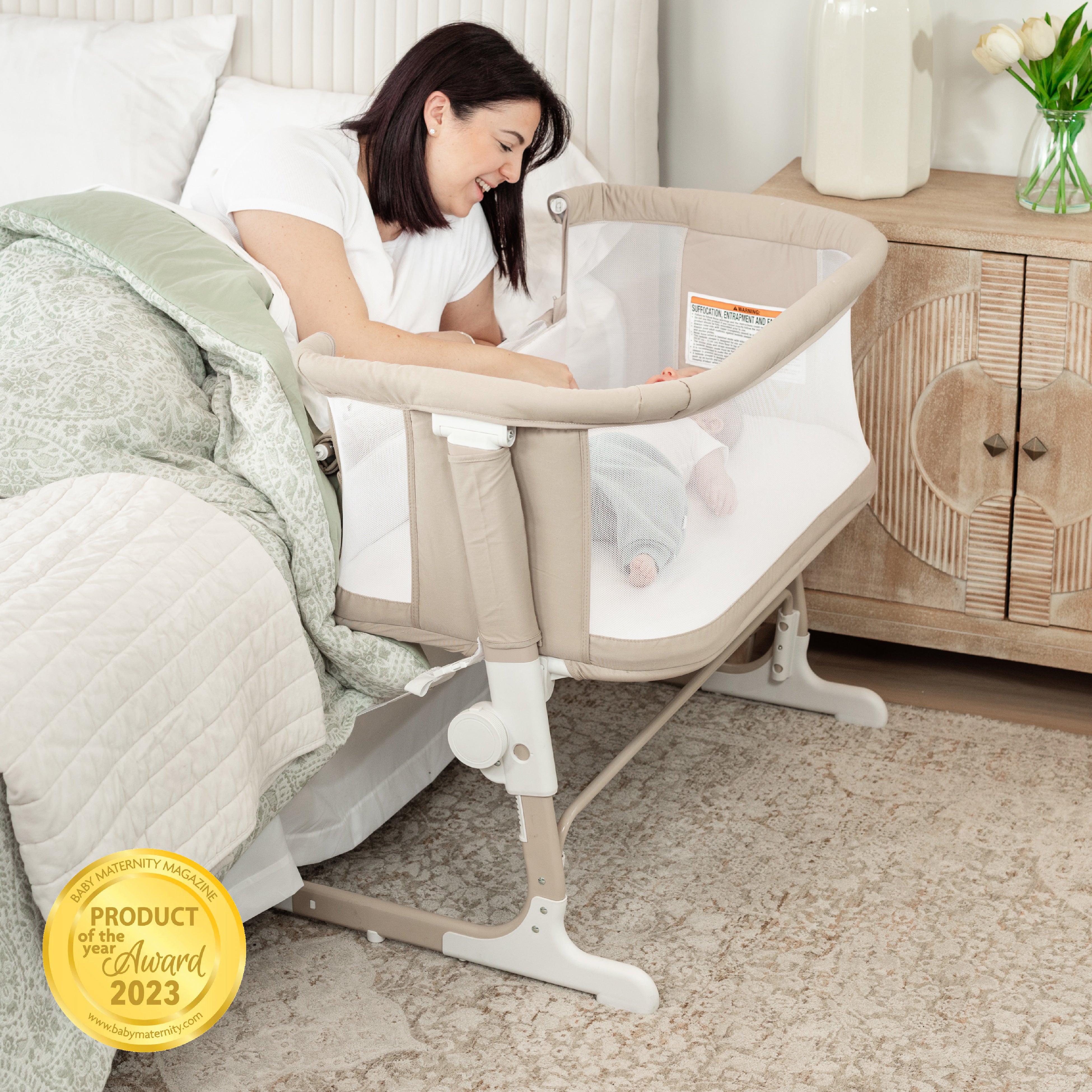 Beside Me™ Dreamer Organic Bassinet & Bedside Sleeper - Organic Sesame