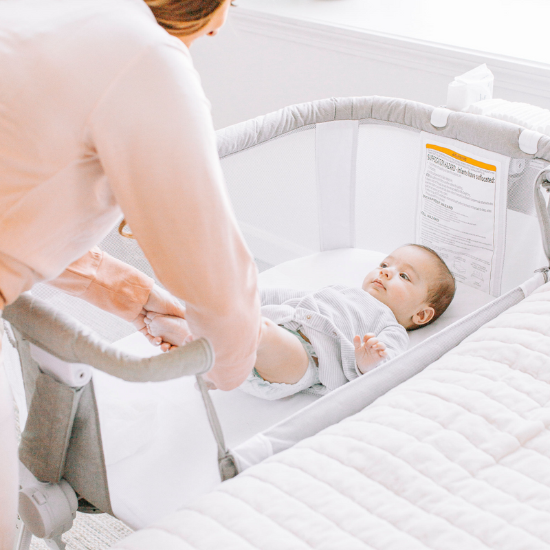 Beside Me™ Dreamer Deluxe Bassinet and Bedside Sleeper - Quilted Pebble Grey - Baby Delight