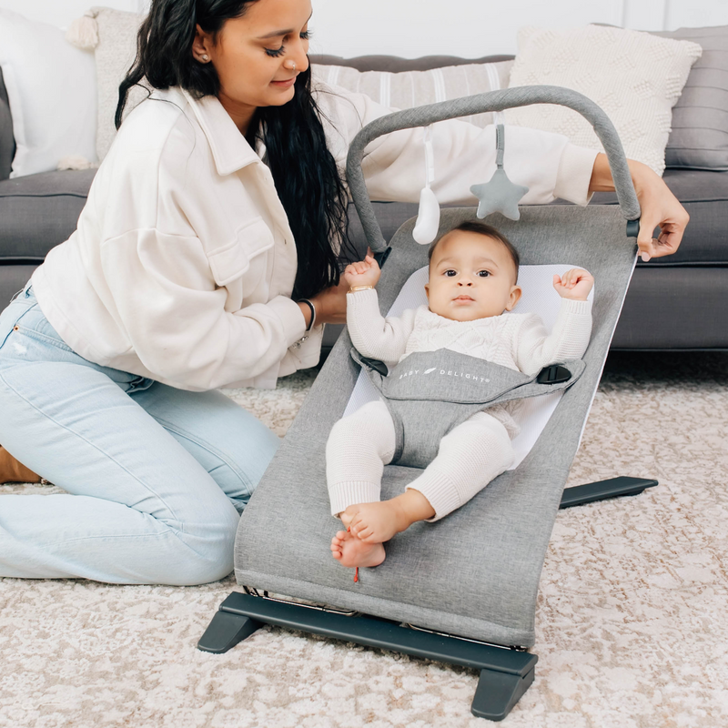 Baby Delight Alpine Deluxe Portable Bouncer - Charcoal Tweed