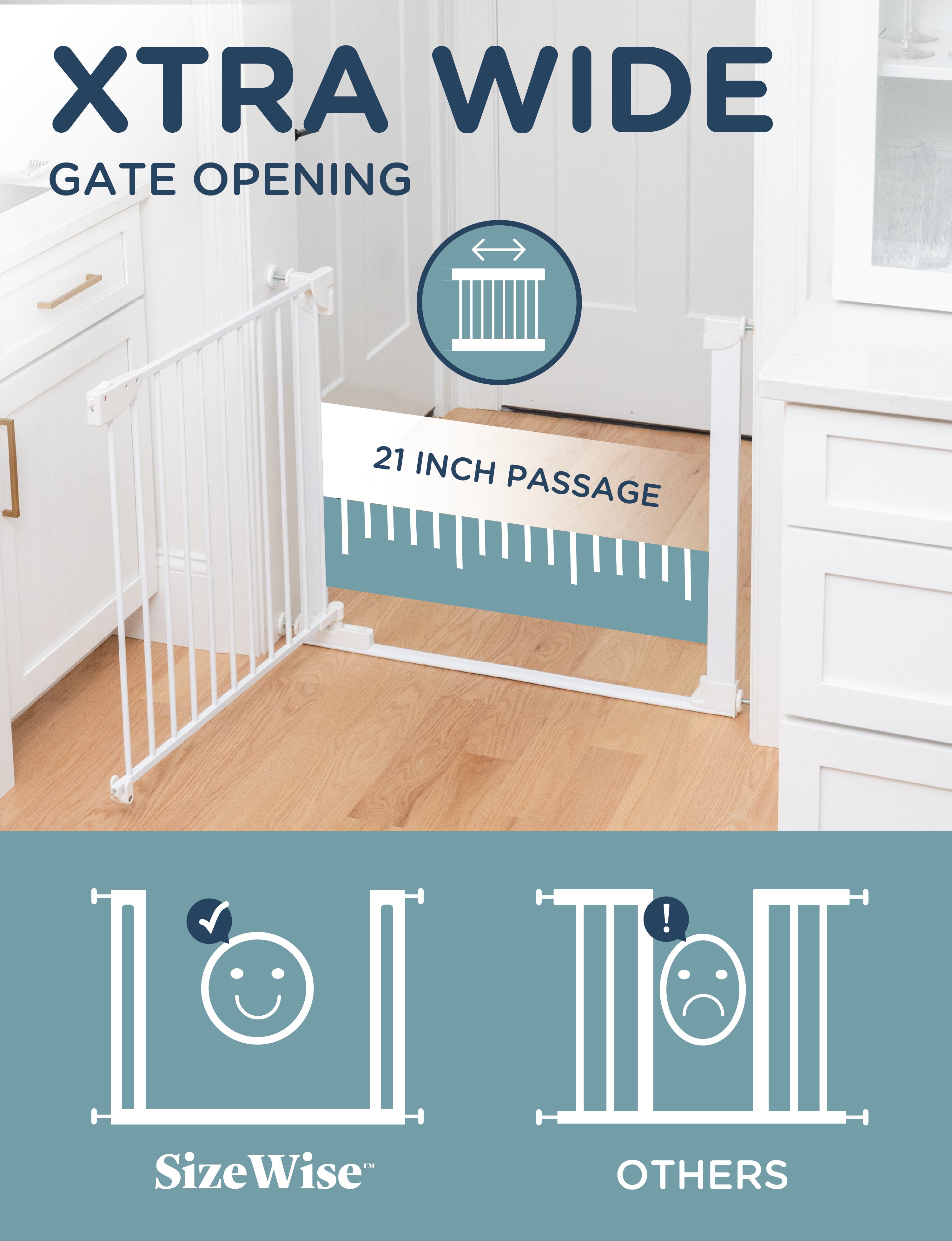 SizeWise™ Metal Pressure Mounted Gate - Baby Delight