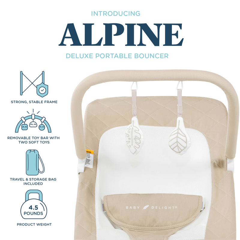 Alpine Organic Deluxe Portable Bouncer - Organic Oat - Baby Delight