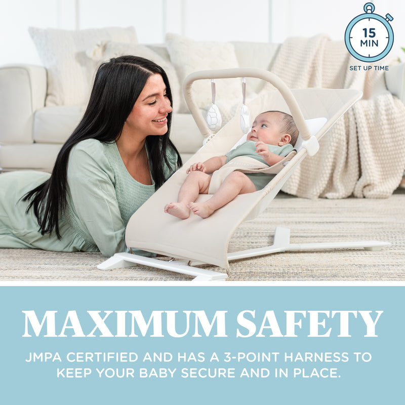 Alpine Organic Deluxe Portable Bouncer - Organic Oat - Baby Delight
