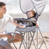 LIMITED EDITION-Go With Me® Uplift Deluxe Portable High Chair with Canopy - Elephant Grey - Baby Delight