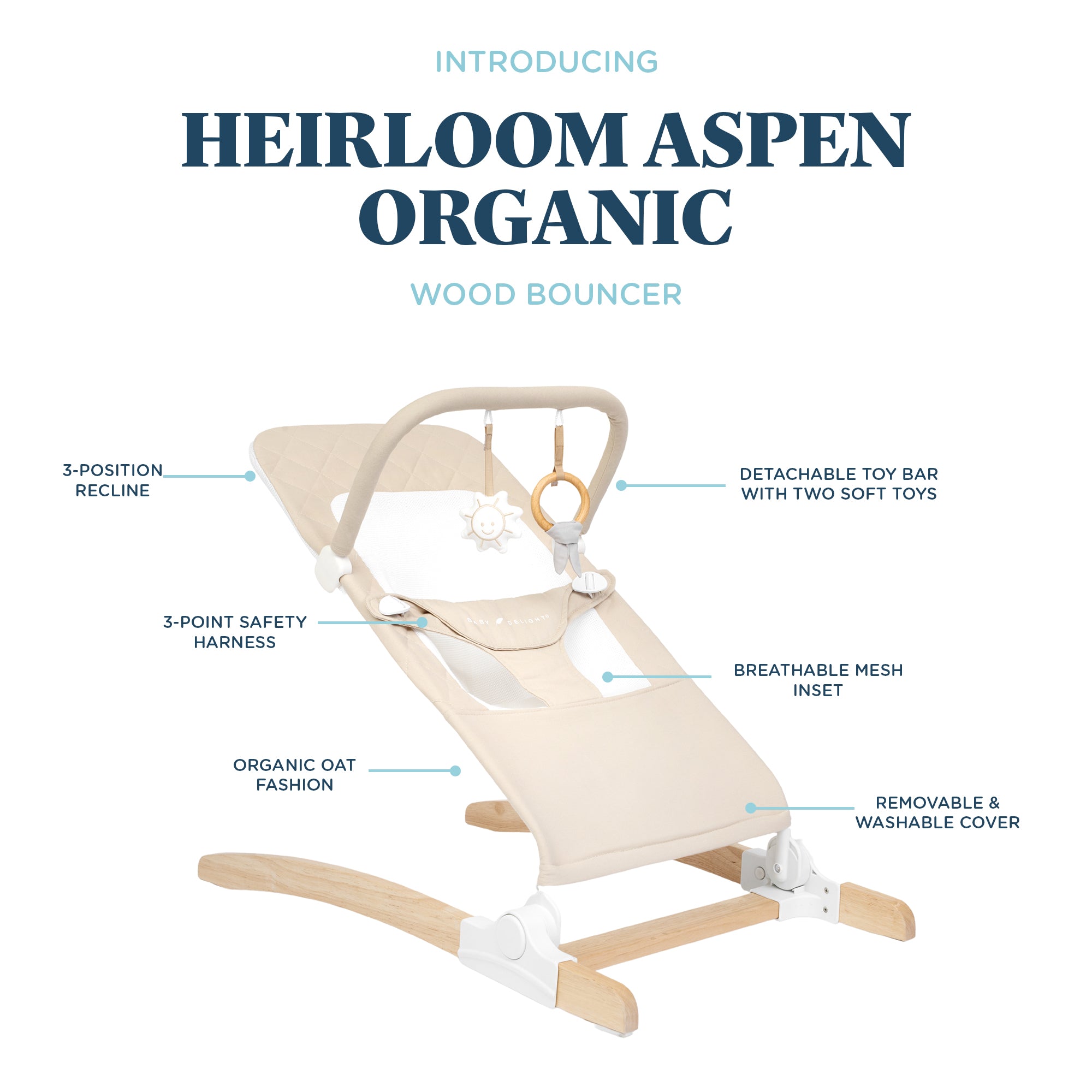 Aspen | Wood Organic Portable Bouncer