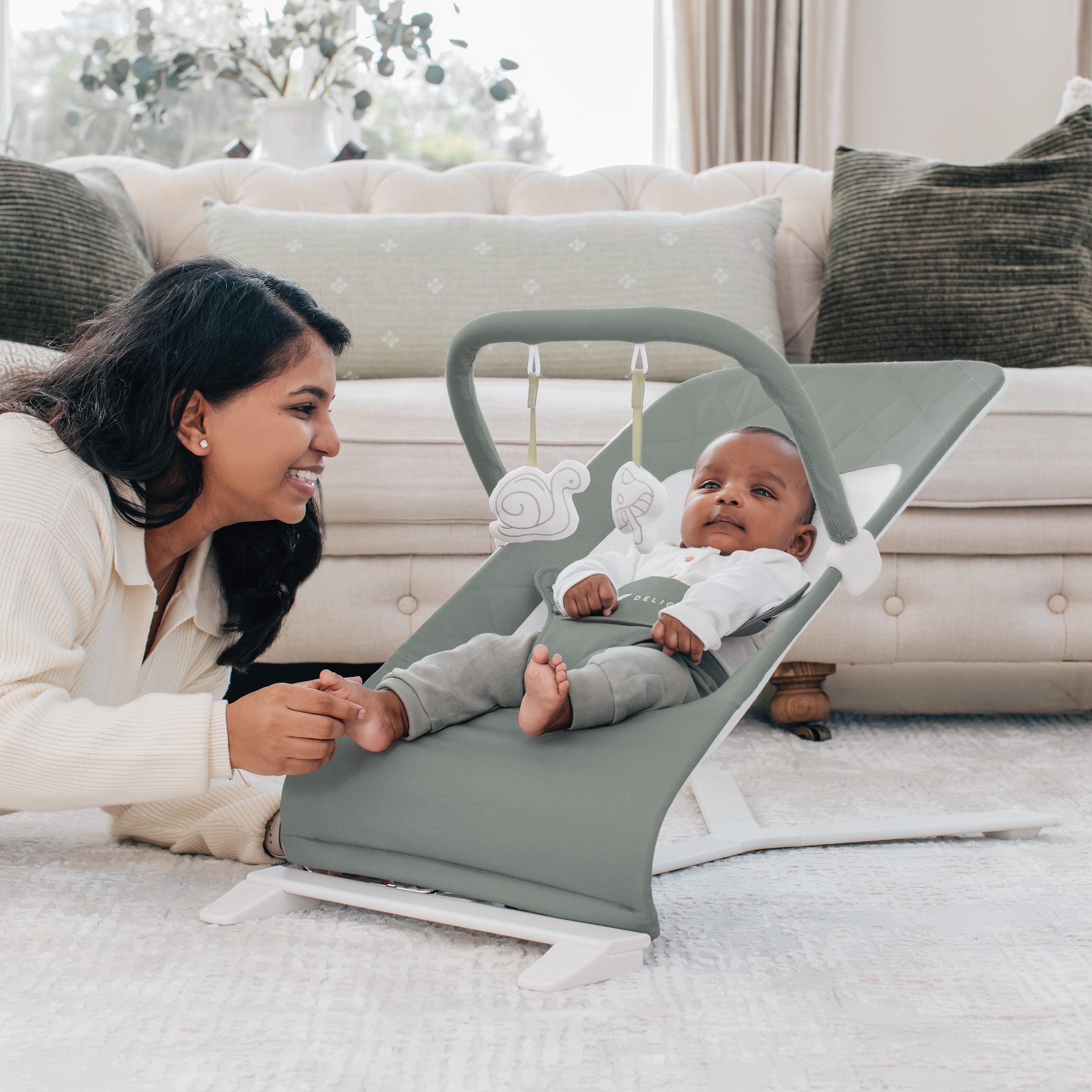 Alpine Organic Deluxe Portable Bouncer - Organic Sage