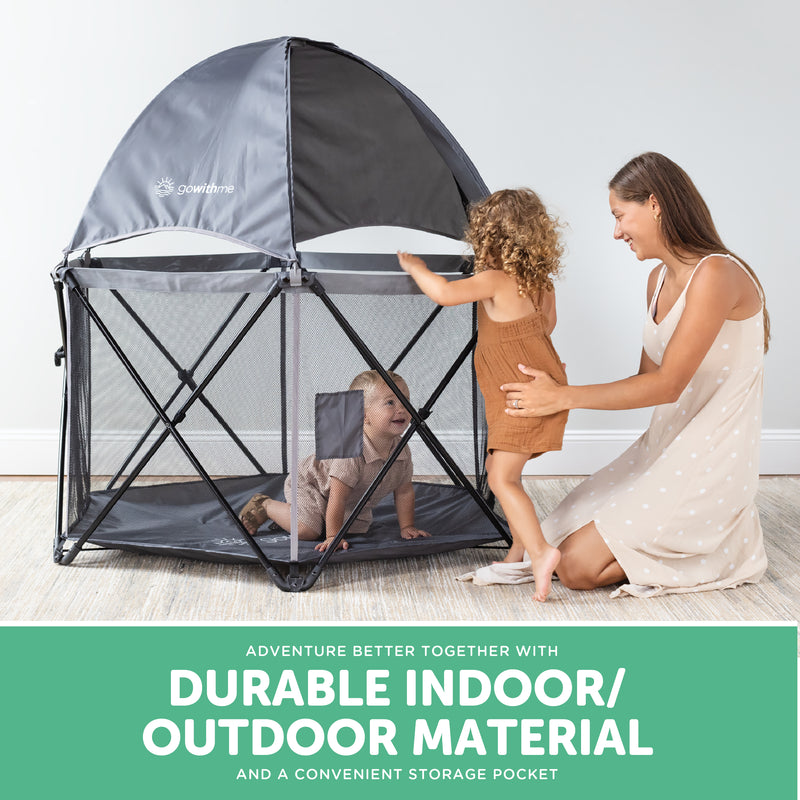 Go With Me® Eclipse Portable Playard with Canopy - Grey