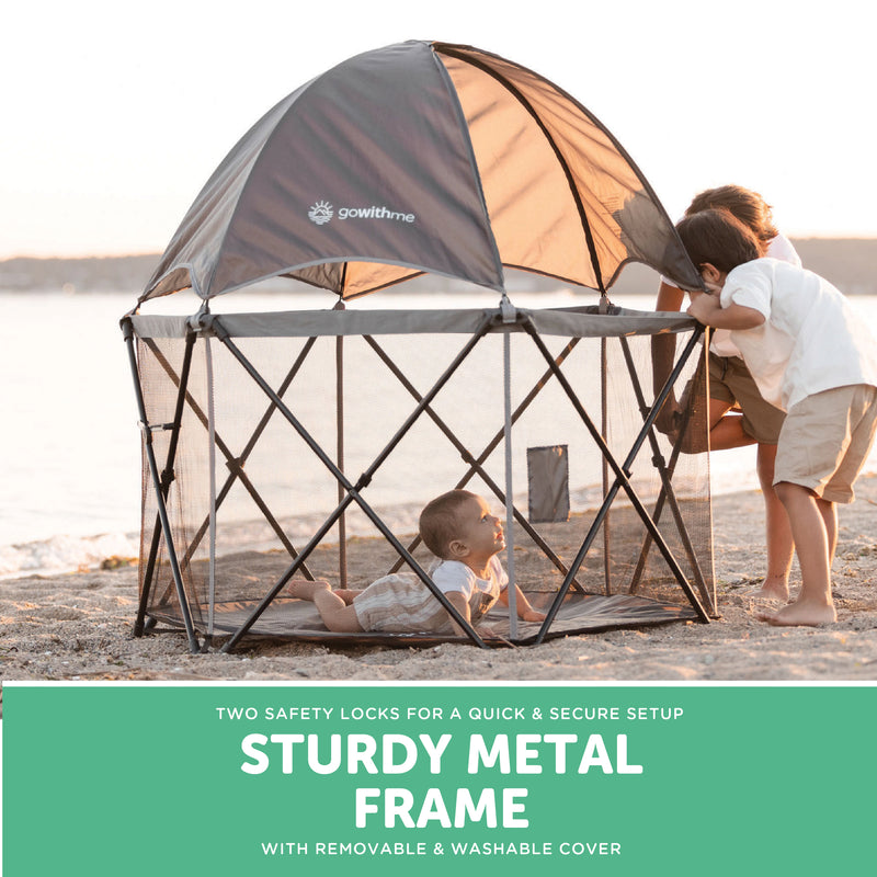 Go With Me® Eclipse Portable Playard with Canopy - Grey