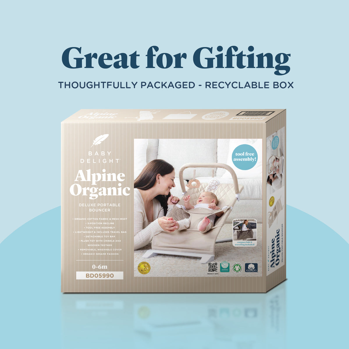 Alpine Organic Deluxe Portable Bouncer - Baby Delight