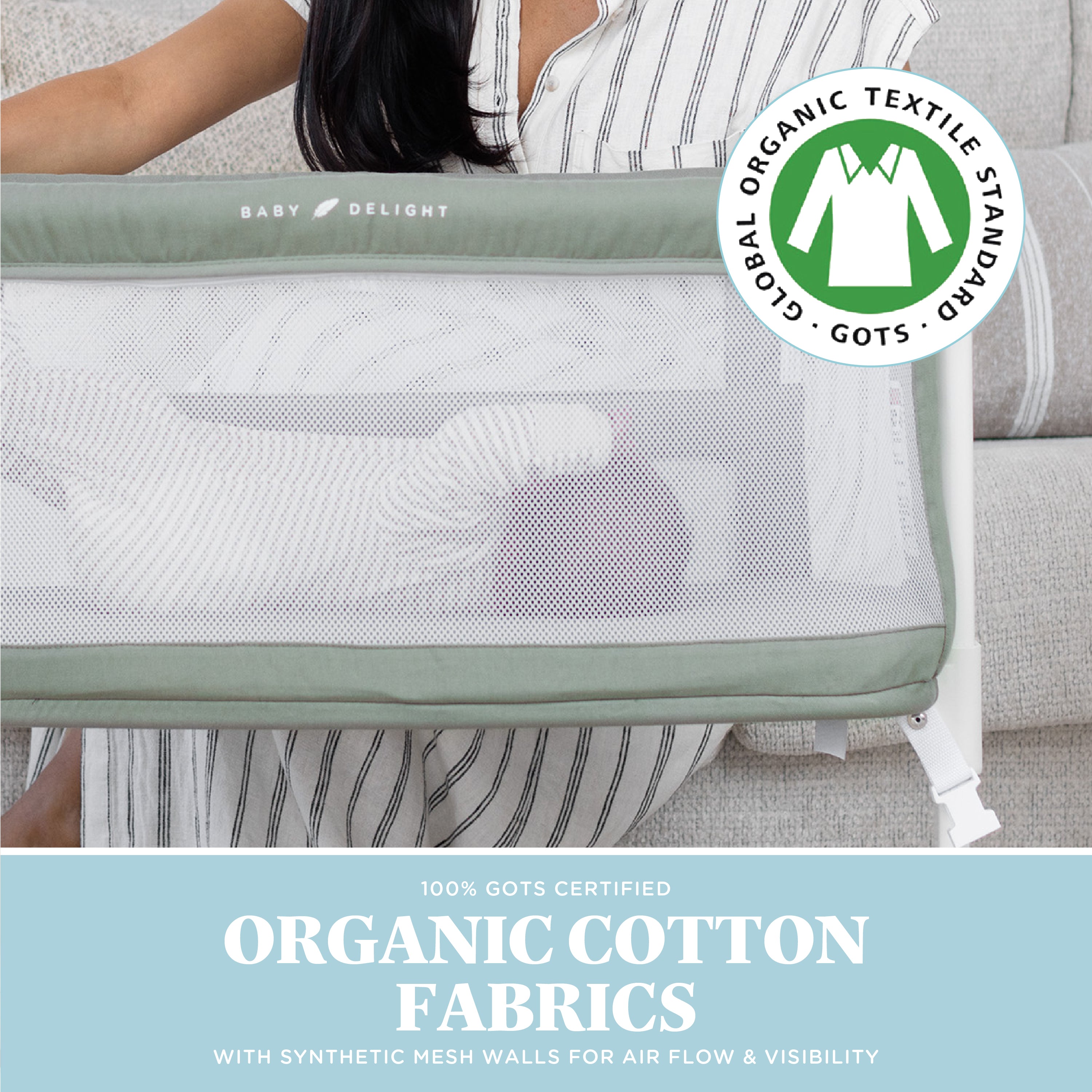Beside Me™ Serenity Organic Bassinet and Bedside Sleeper - Baby Delight