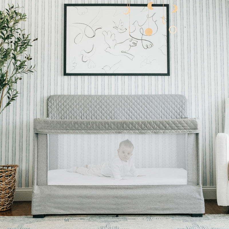 Lunaire Full Size Mesh Crib and Playard - Pebble Grey