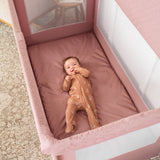 Lunaire Full Size Mesh Crib and Playard - Organic Rose
