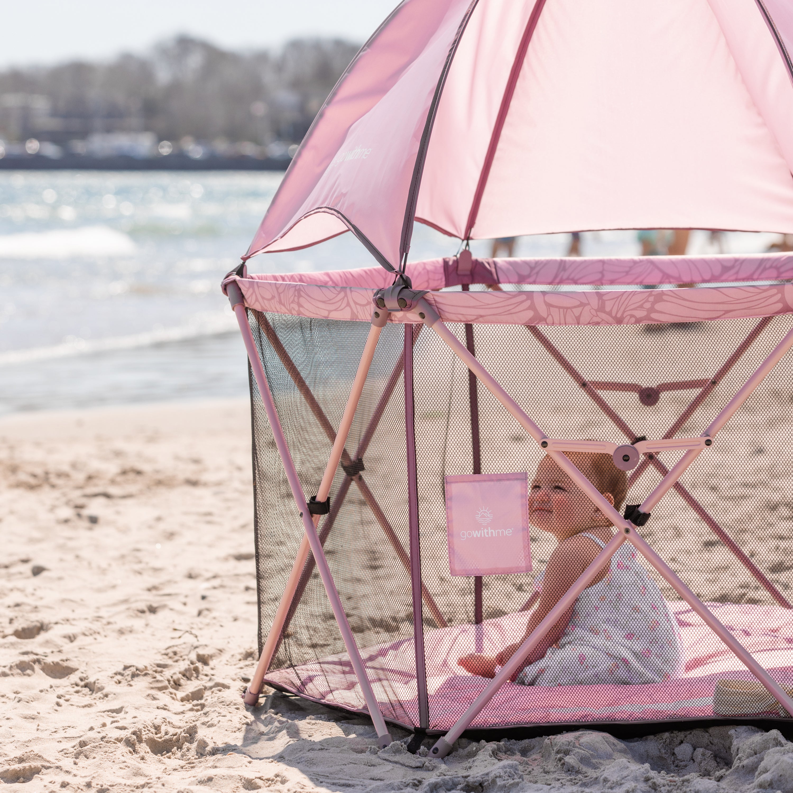 LIMITED EDITION- Go With Me® Eclipse Deluxe Portable Playard with Canopy - Canyon Rose - Baby Delight