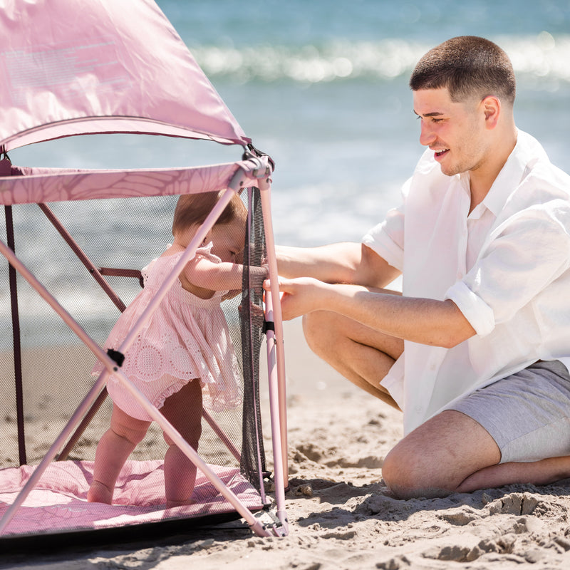 LIMITED EDITION- Go With Me® Eclipse Deluxe Portable Playard with Canopy - Canyon Rose - Baby Delight