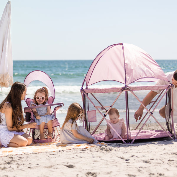 LIMITED EDITION- Go With Me® Eclipse Deluxe Portable Playard with Canopy - Canyon Rose - Baby Delight