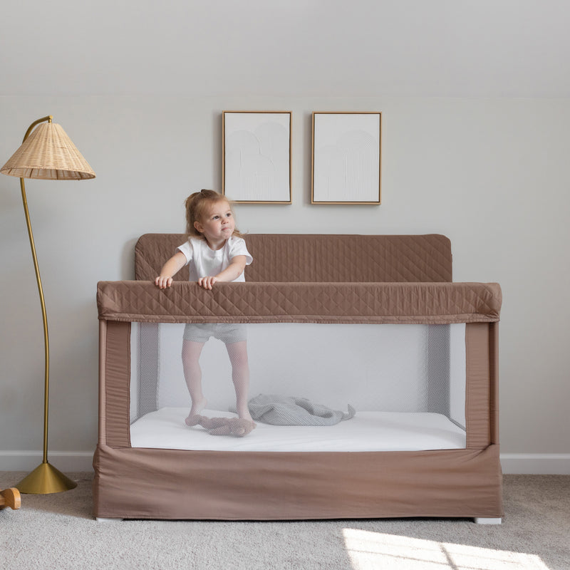 Lunaire Full Size Mesh Crib and Playard - Organic Mocha - Baby Delight