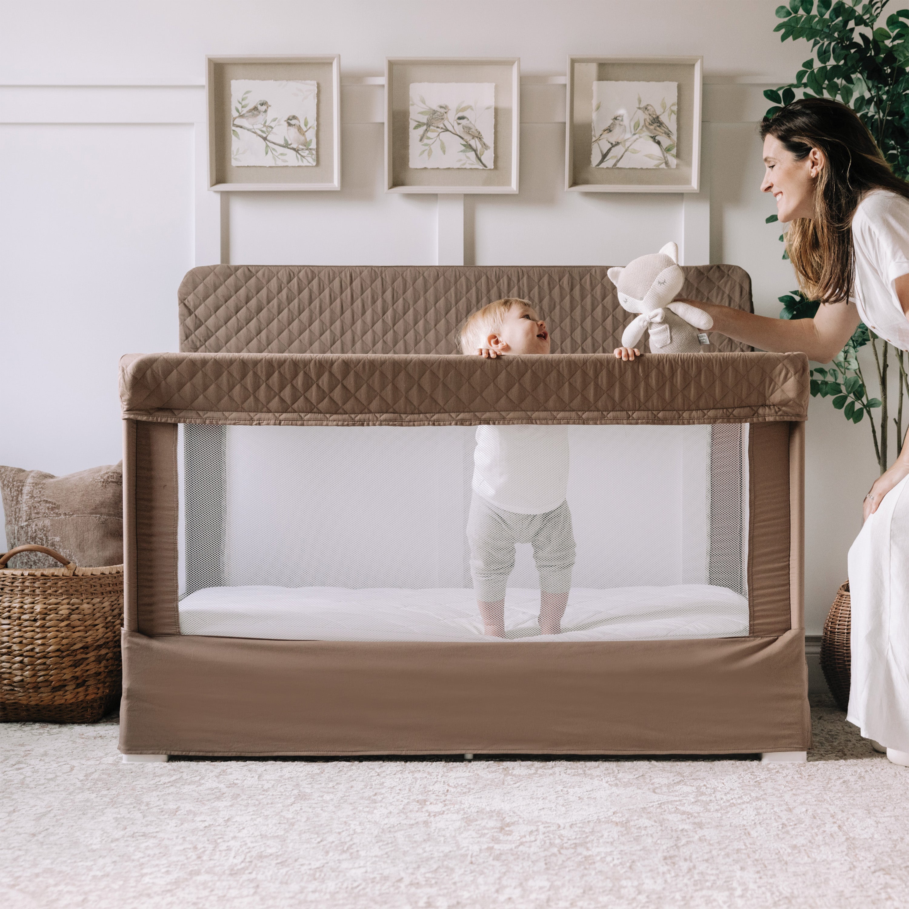 Lunaire Full Size Mesh Crib and Playard - Organic Mocha - Baby Delight