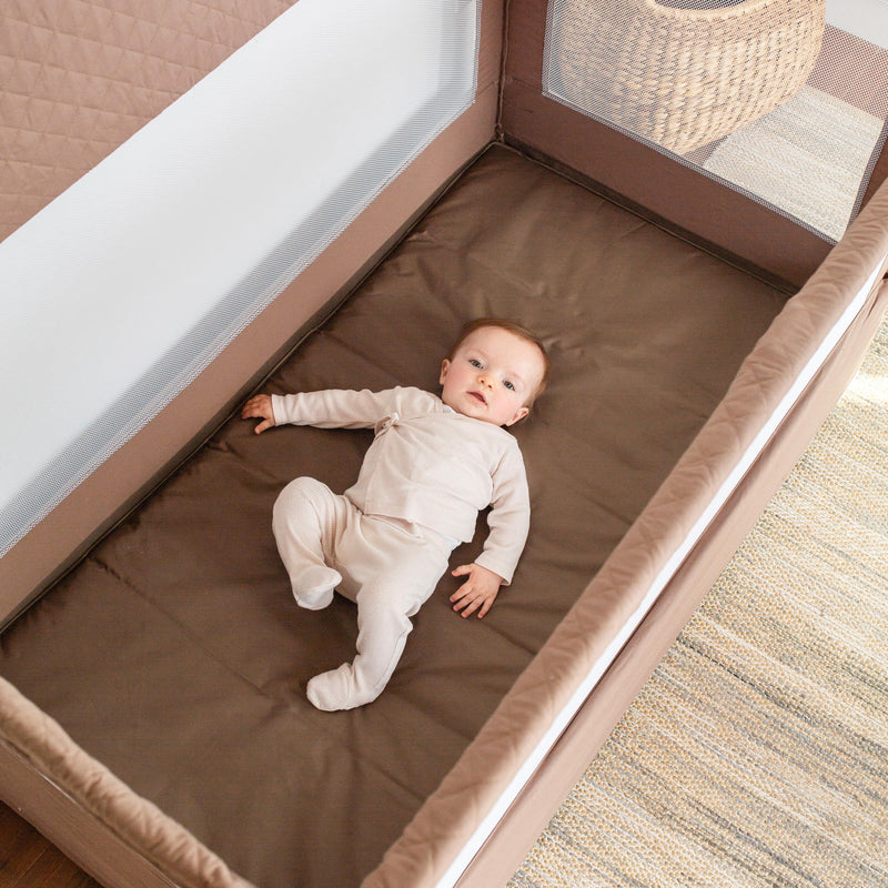 Lunaire Full Size Mesh Crib and Playard - Organic Mocha - Baby Delight