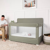 Lunaire Full Size Mesh Crib and Playard - Quilted Organic Sage